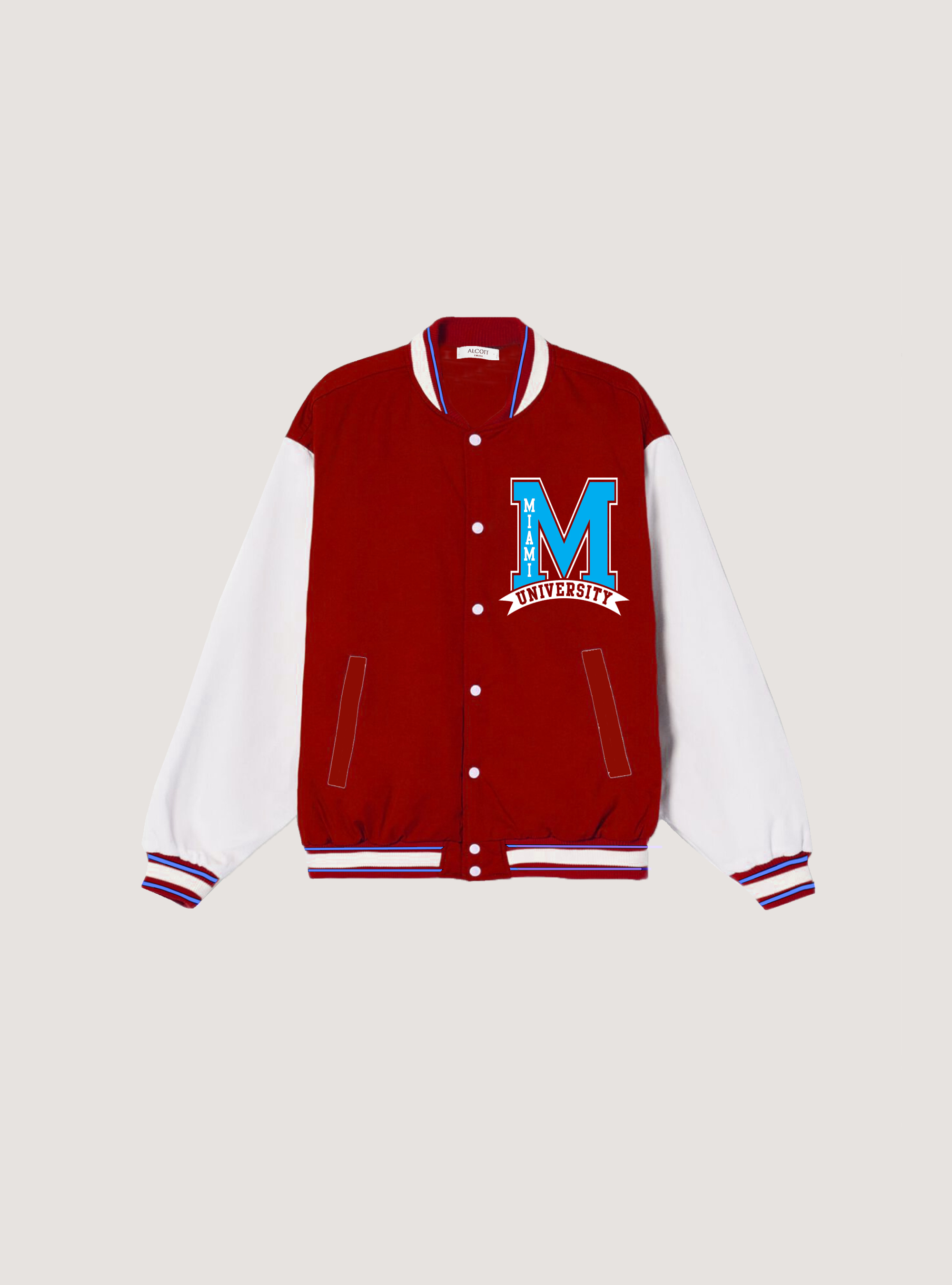 College Bomber Jacket with Print, RD2 MEDIUM RED