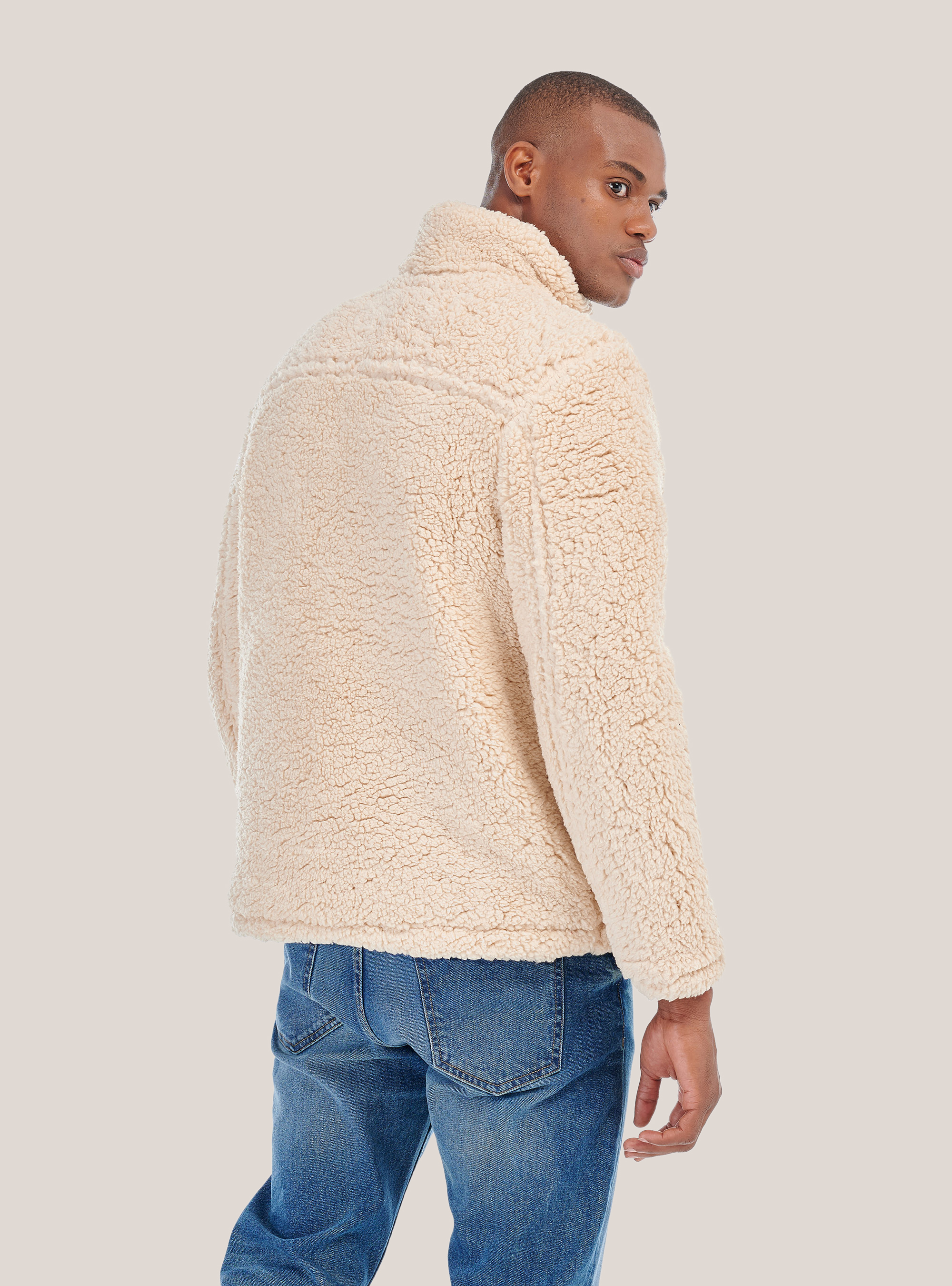 Blouson en faux cuir d'agneau, C581 BEIGE