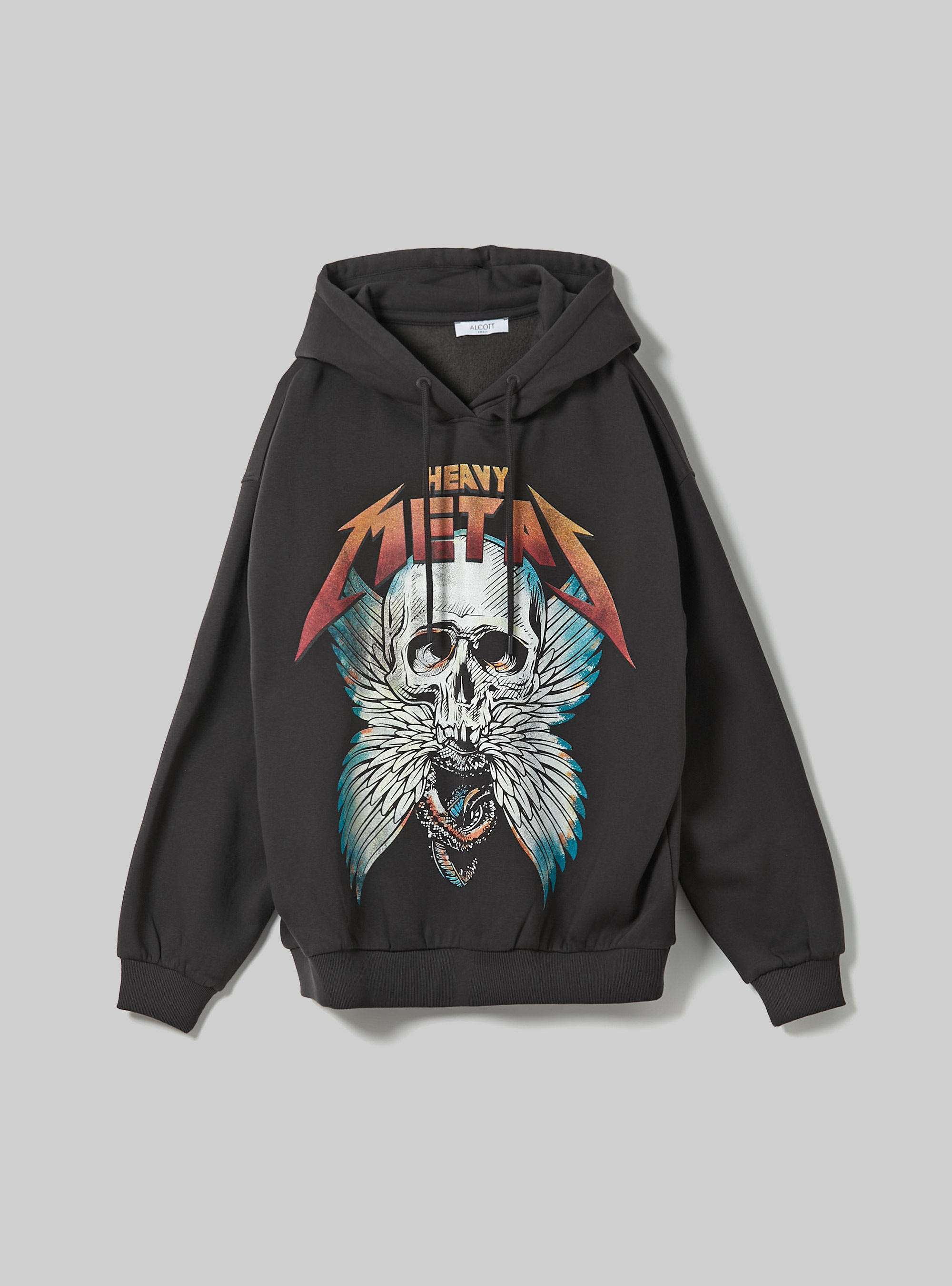 Sudadera oversize con estampado Rock, BK3 BLACK CHARCOAL