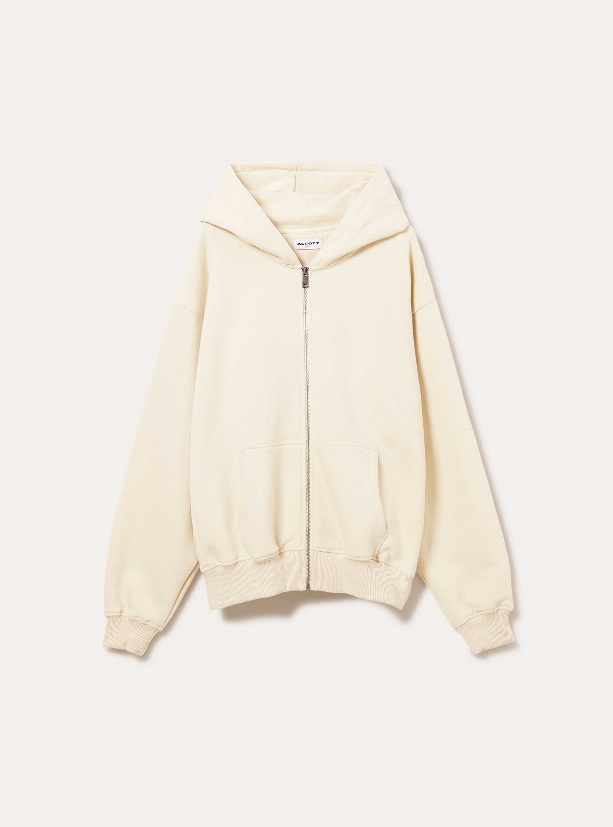 Boxy fit zip-up hoodie, CR3 CREAM LIGHT