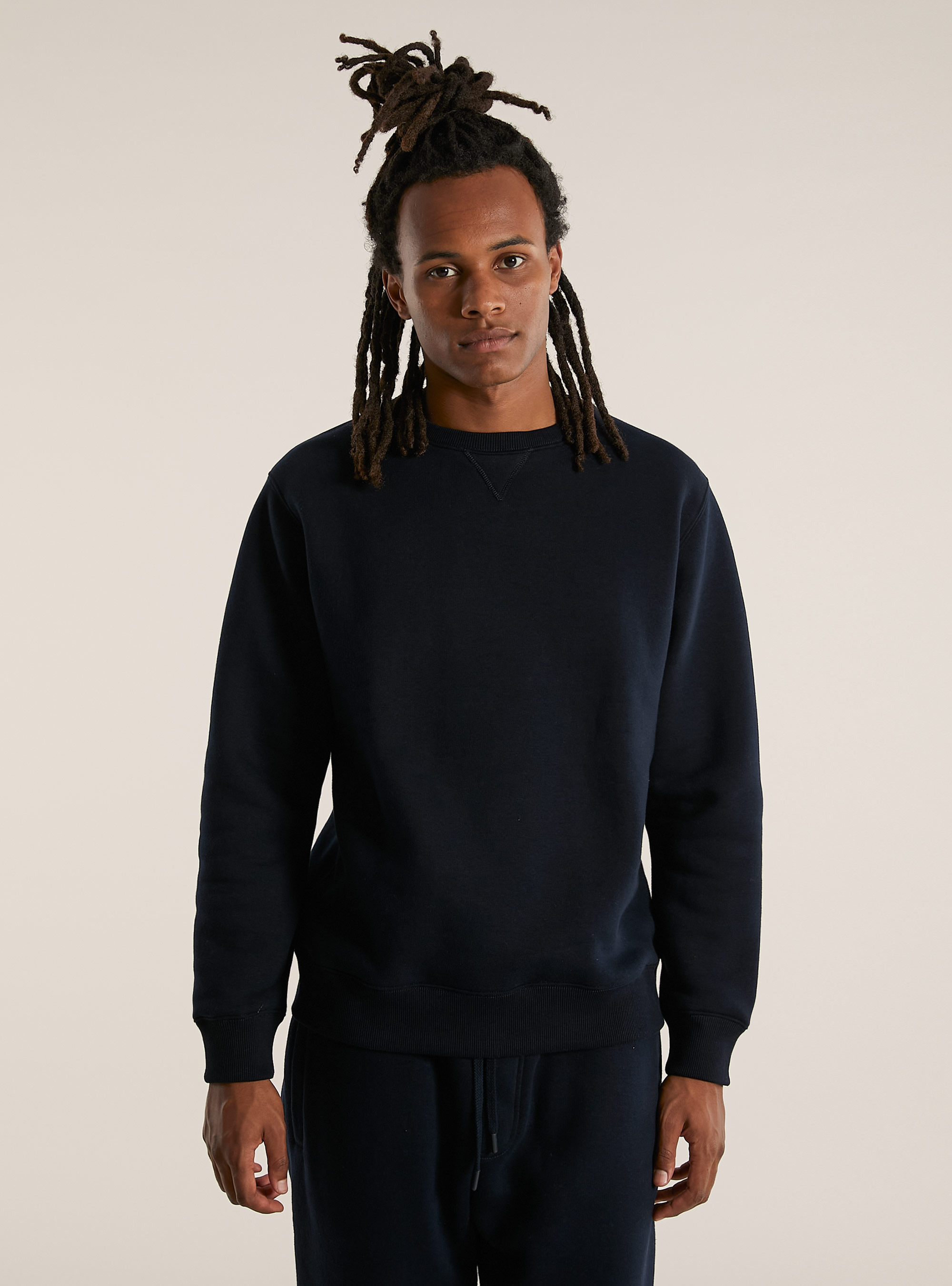 Sudadera de cuello redondo de color liso, NA1 NAVY DARK