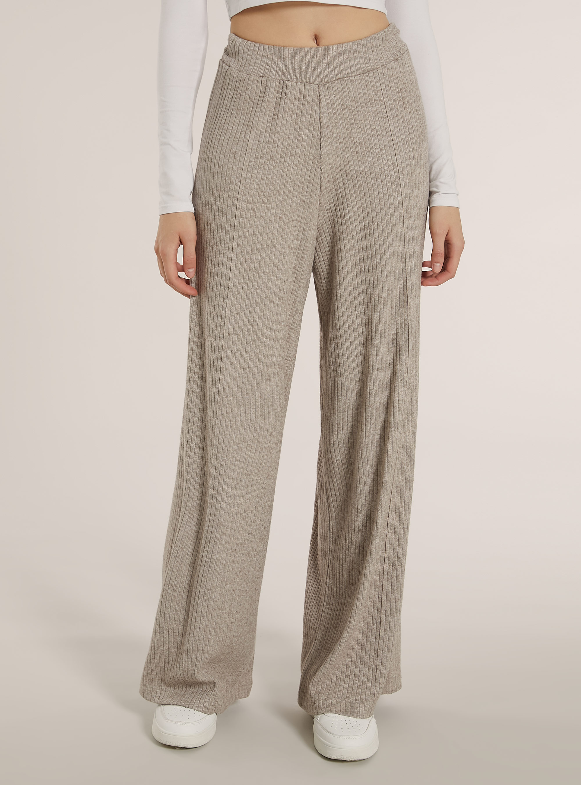Gestrickte Palazzo-Hose, MBG2 BEIGE MEL MED