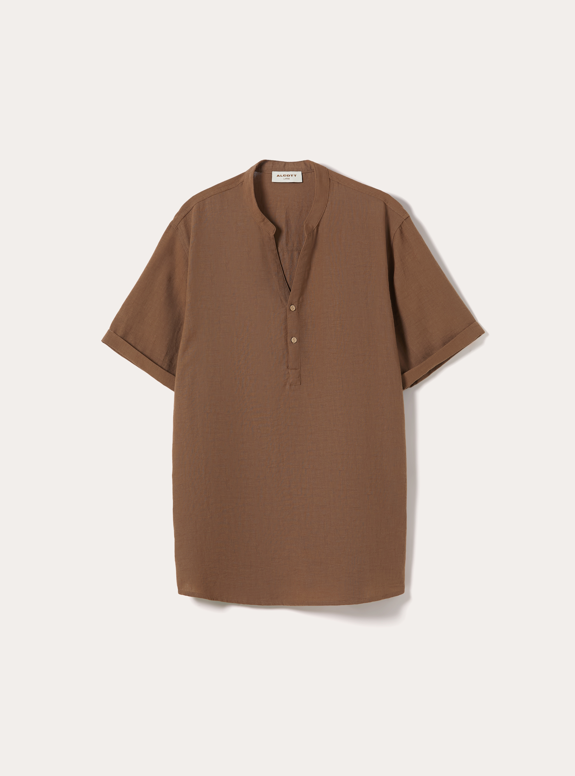 Mandarin collar shirt, BR2 BROWN MEDIUM