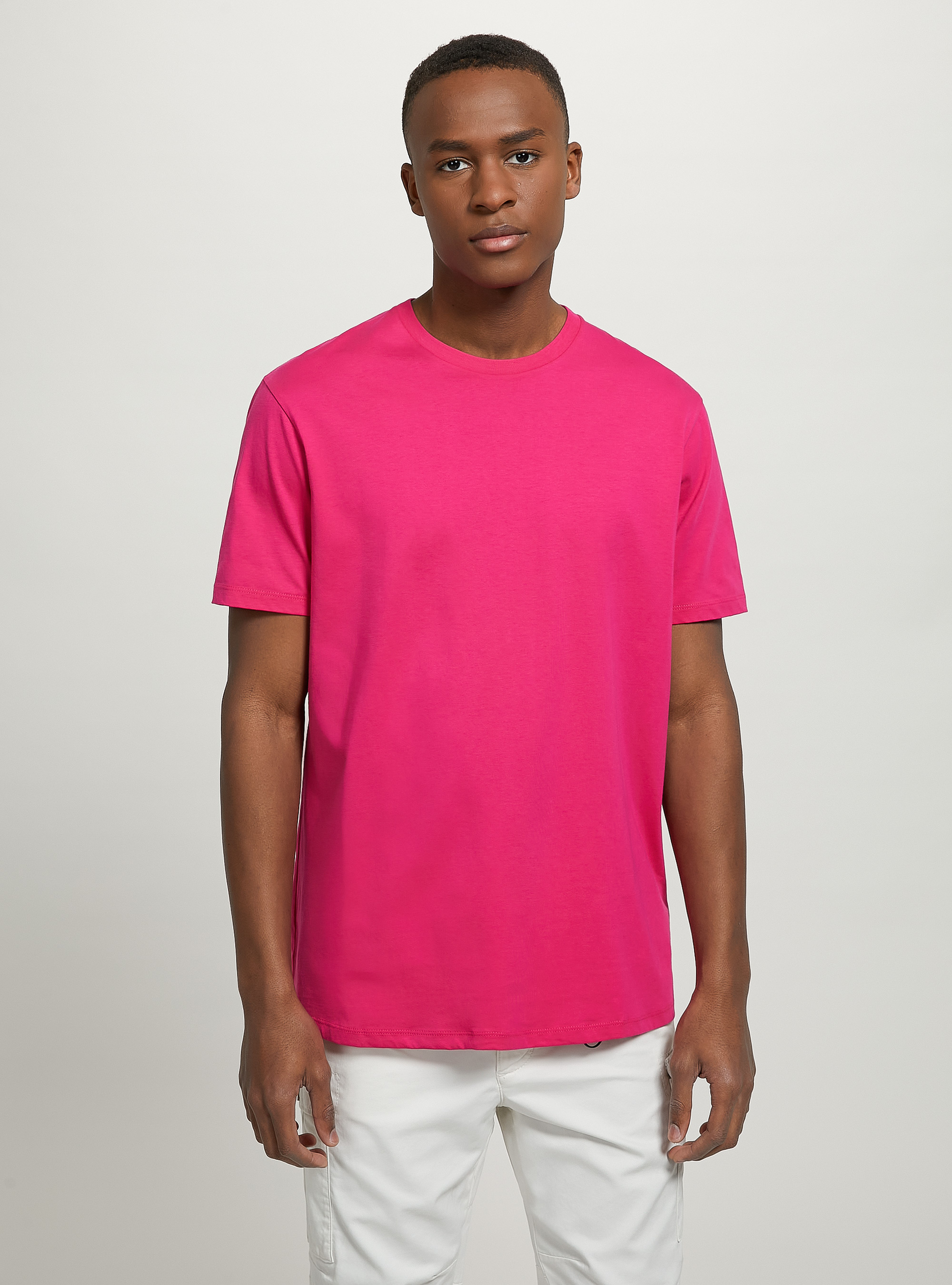 Maglietta girocollo in cotone sostenibile, FX2 FUXIA MEDIUM