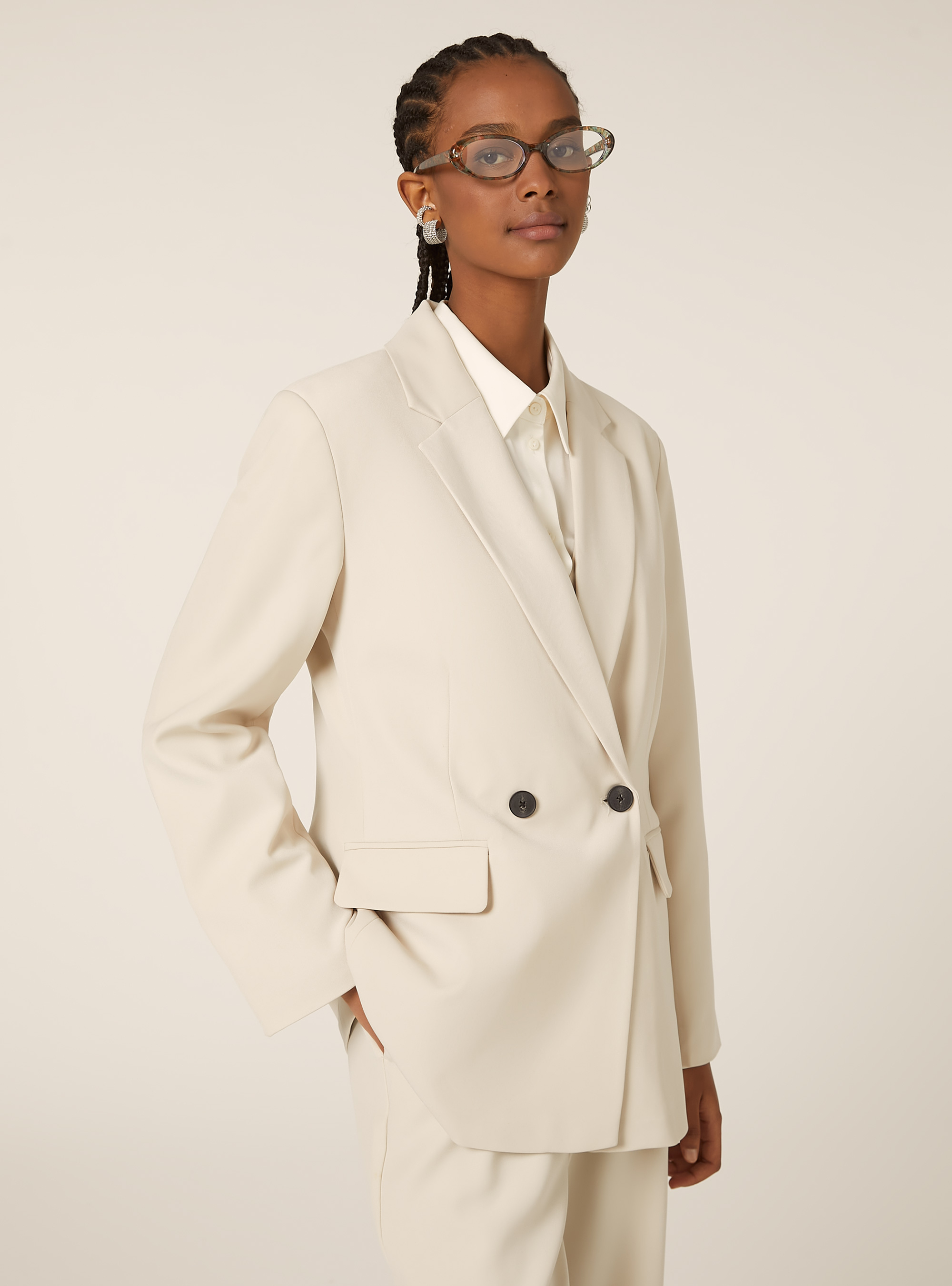 Double-breasted tailored blazer, BG2 BEIGE MEDIUM