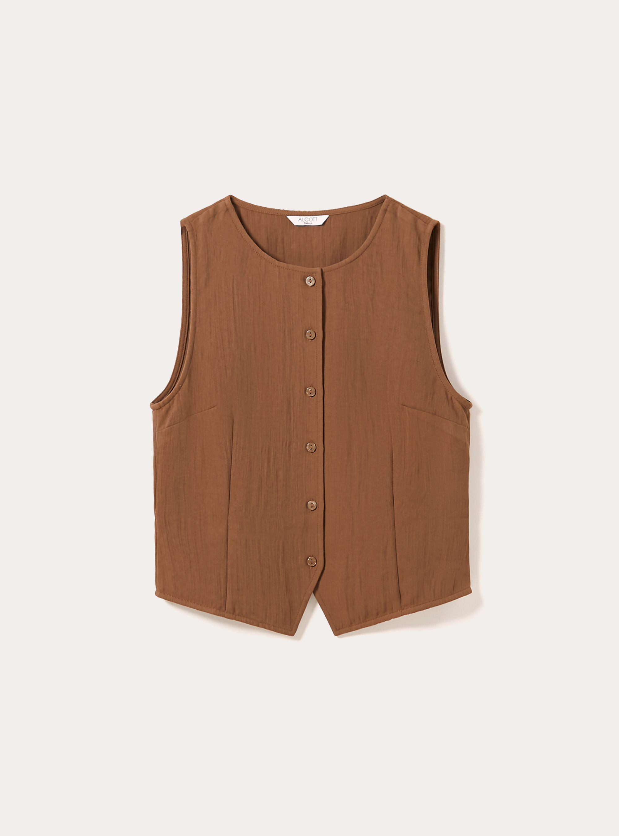 Textured and buttoned vest, BR2 BROWN MEDIUM