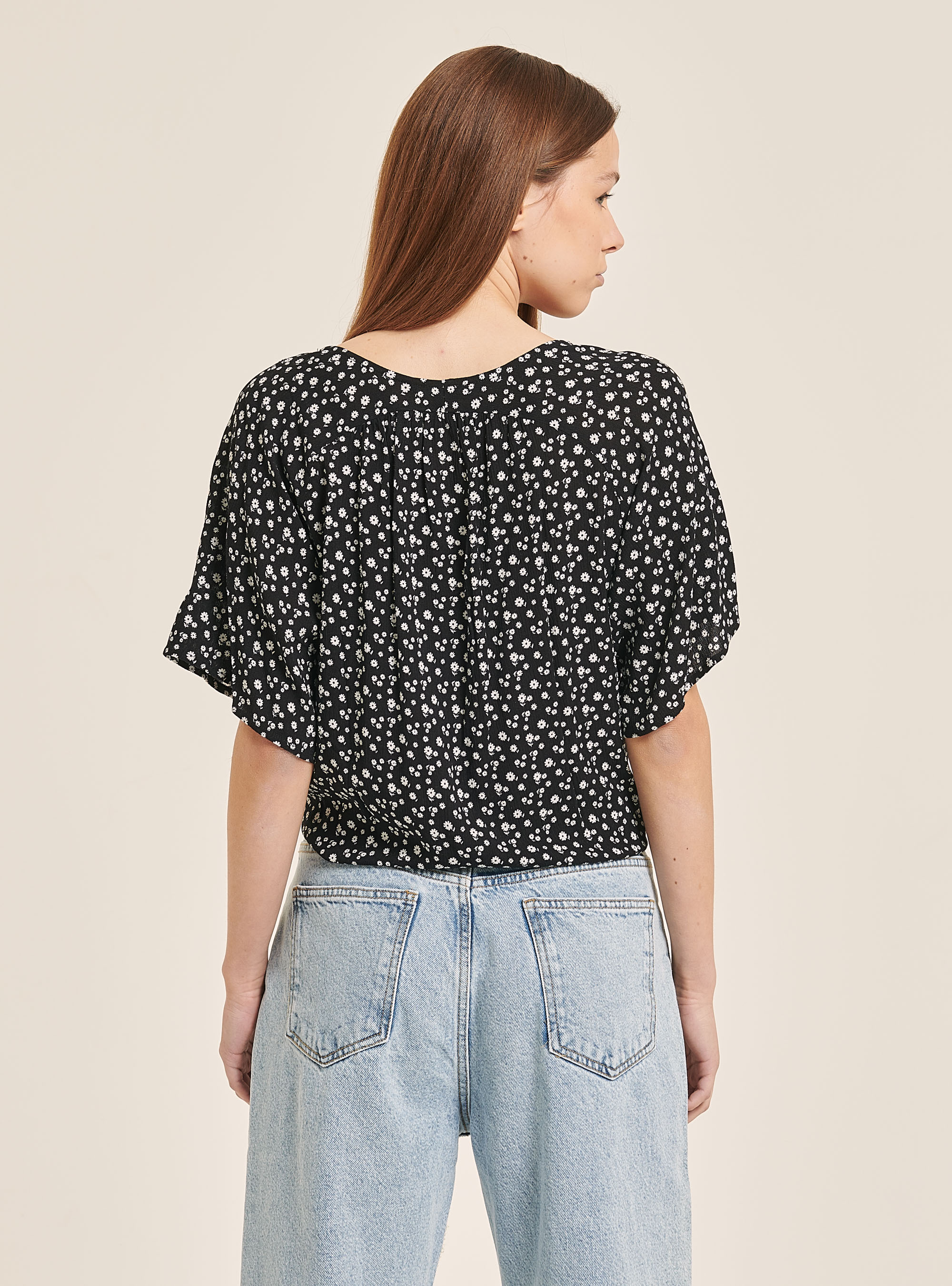 Bedrucktes Hemd mit Knoten, FLOWERS