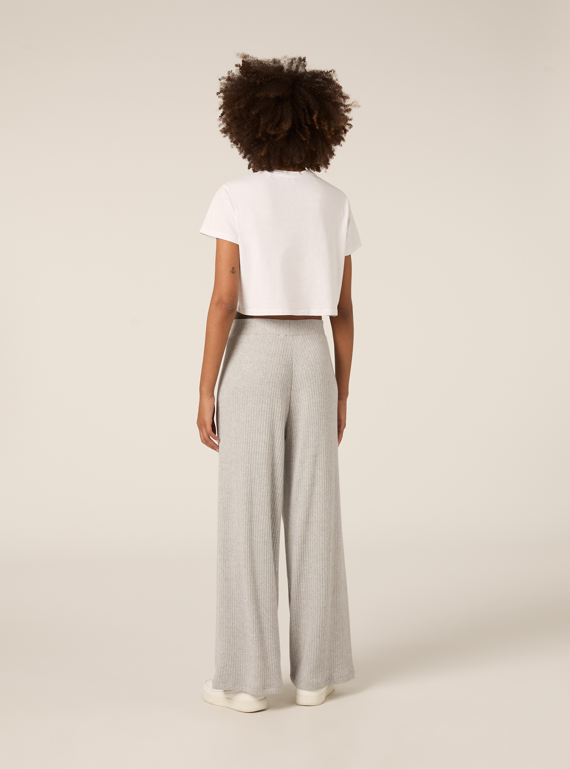 Palazzo knit pants, MGY2 GREY MEL MEDIUM