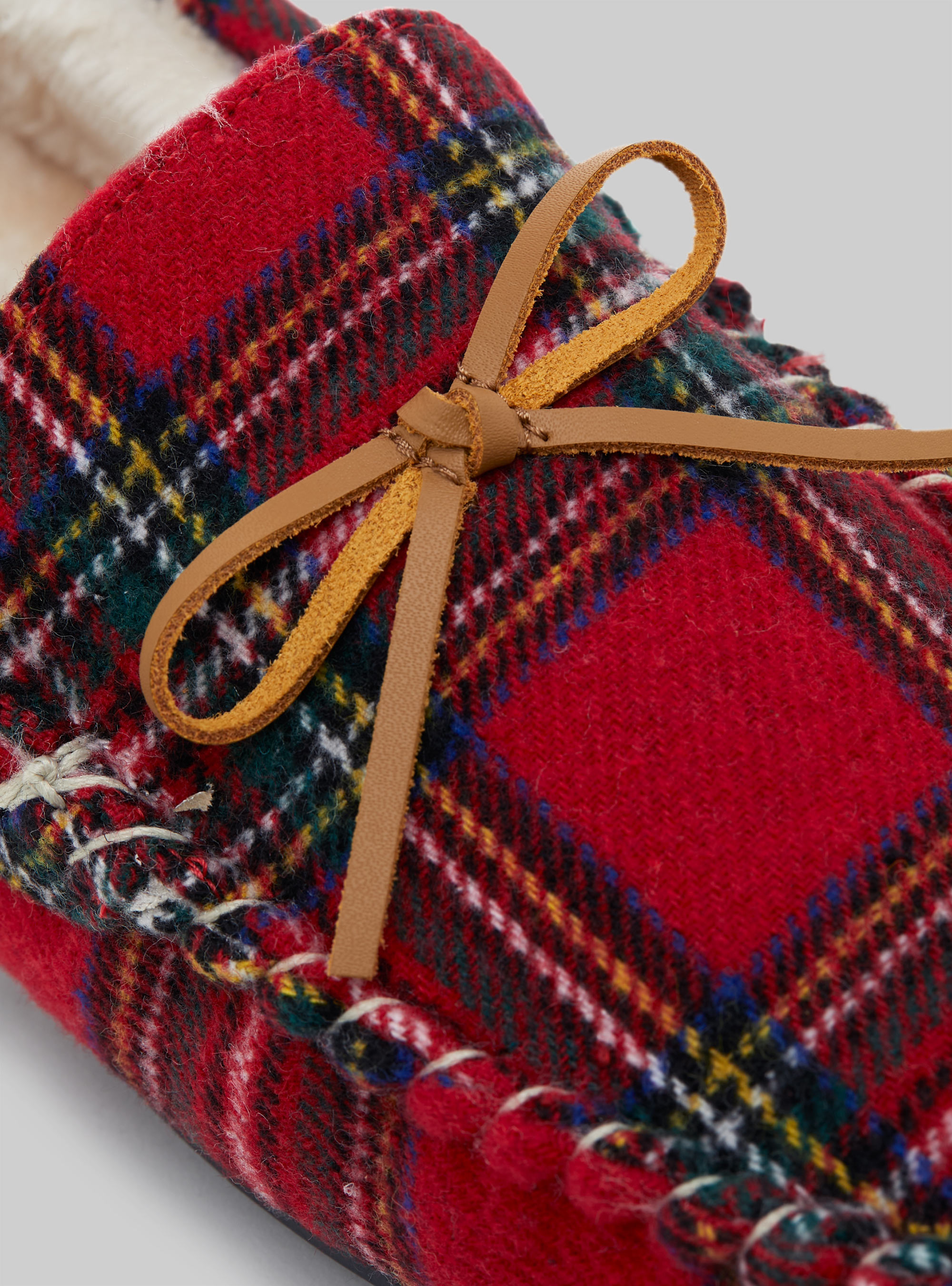 Zapatillas mocasín de tartán, ROJO A CUADROS