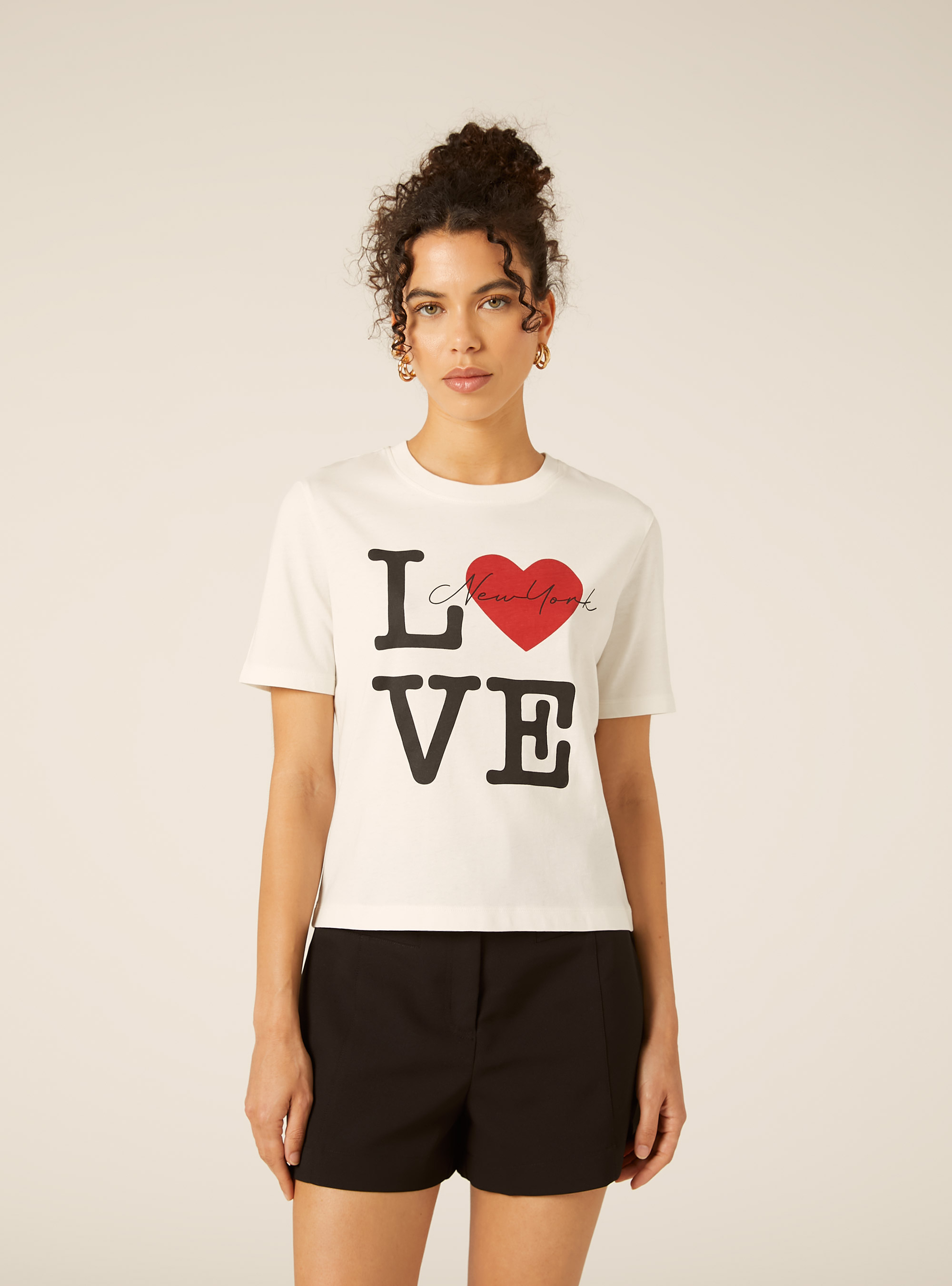T-shirt regular con stampa i love ny, WH1 OFF WHITE