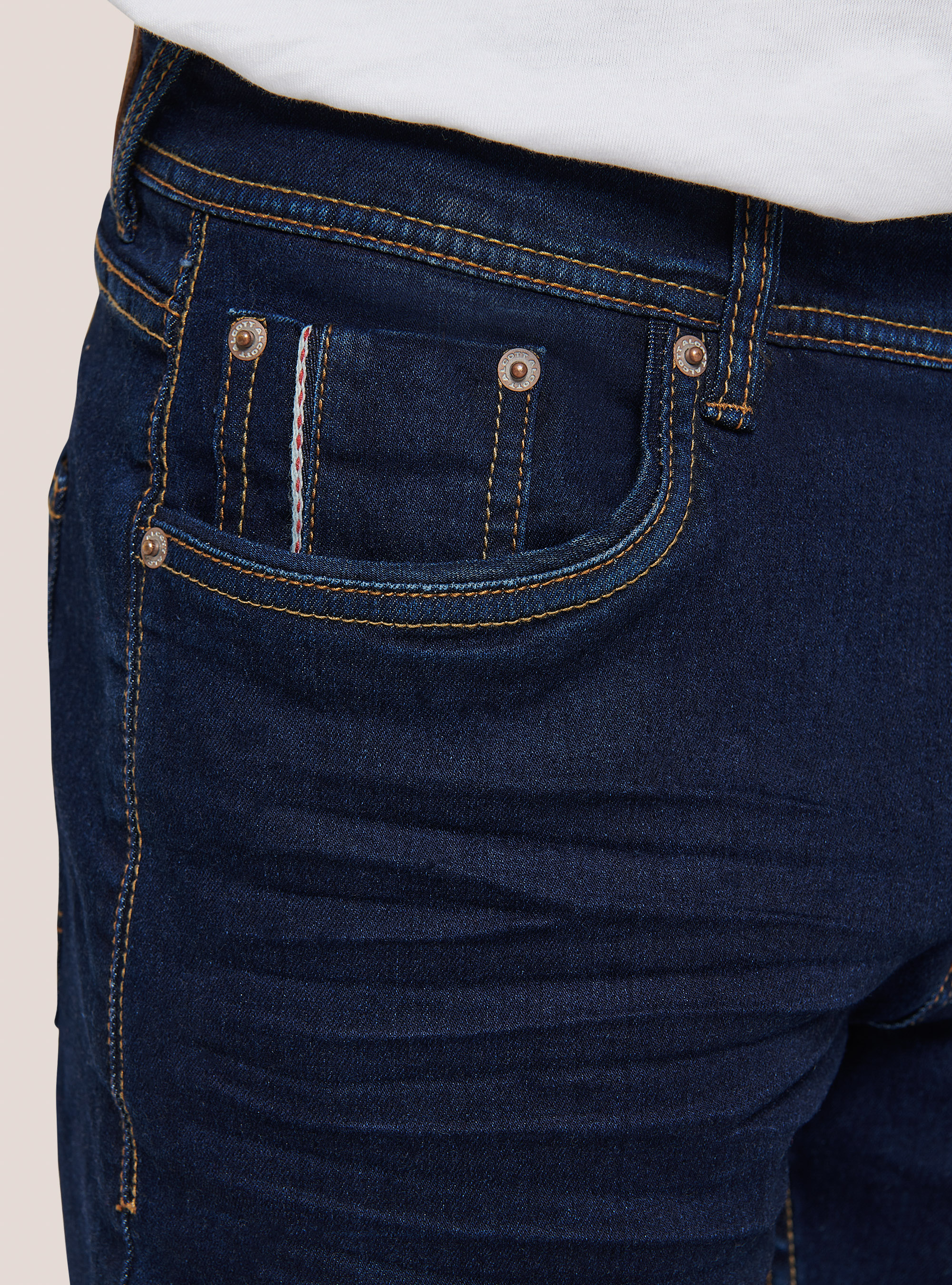 Pantalones vaqueros ajustados y elásticos, AZUL MARINO