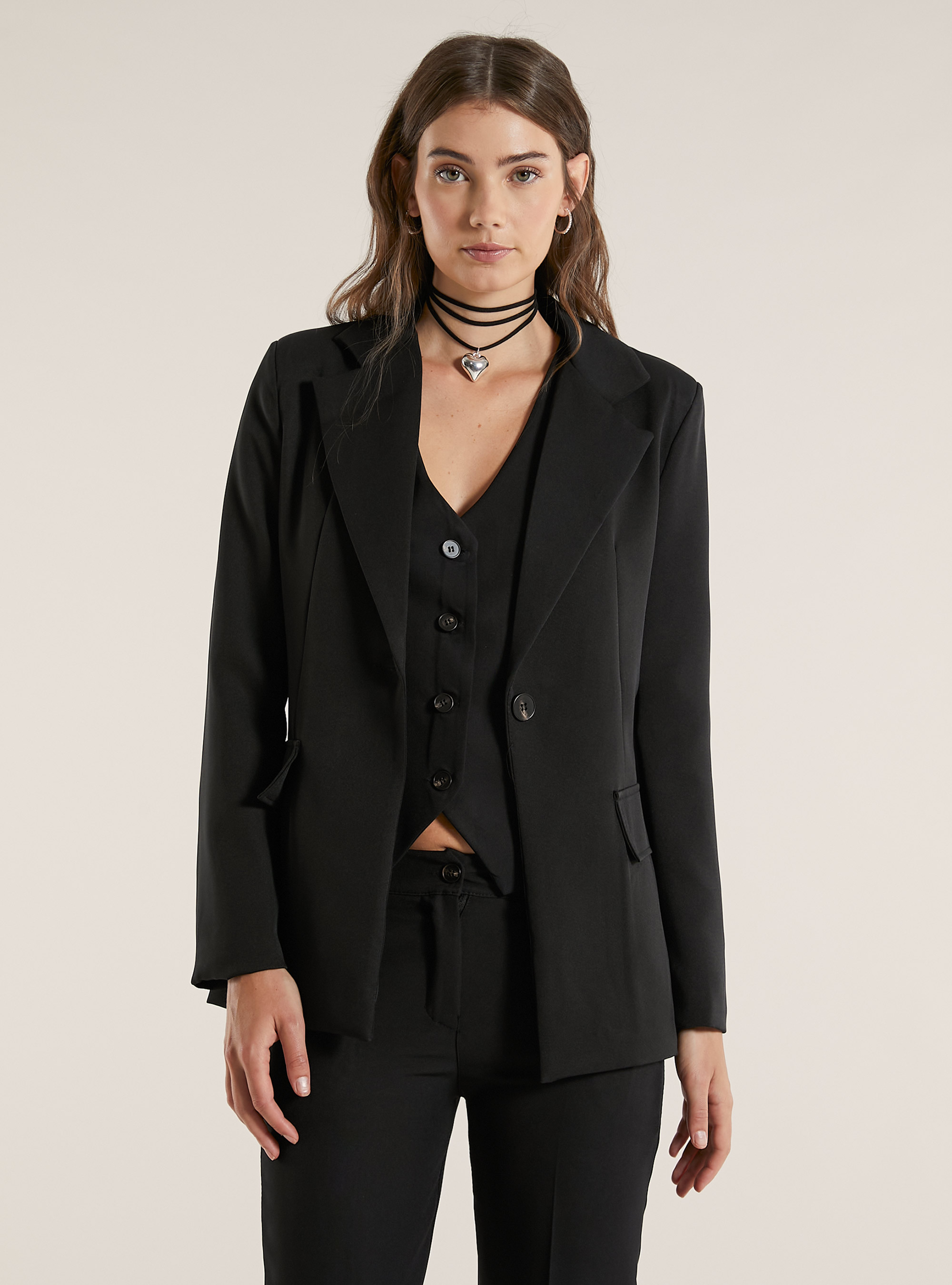 Single-breasted blazer, BK1 BLACK