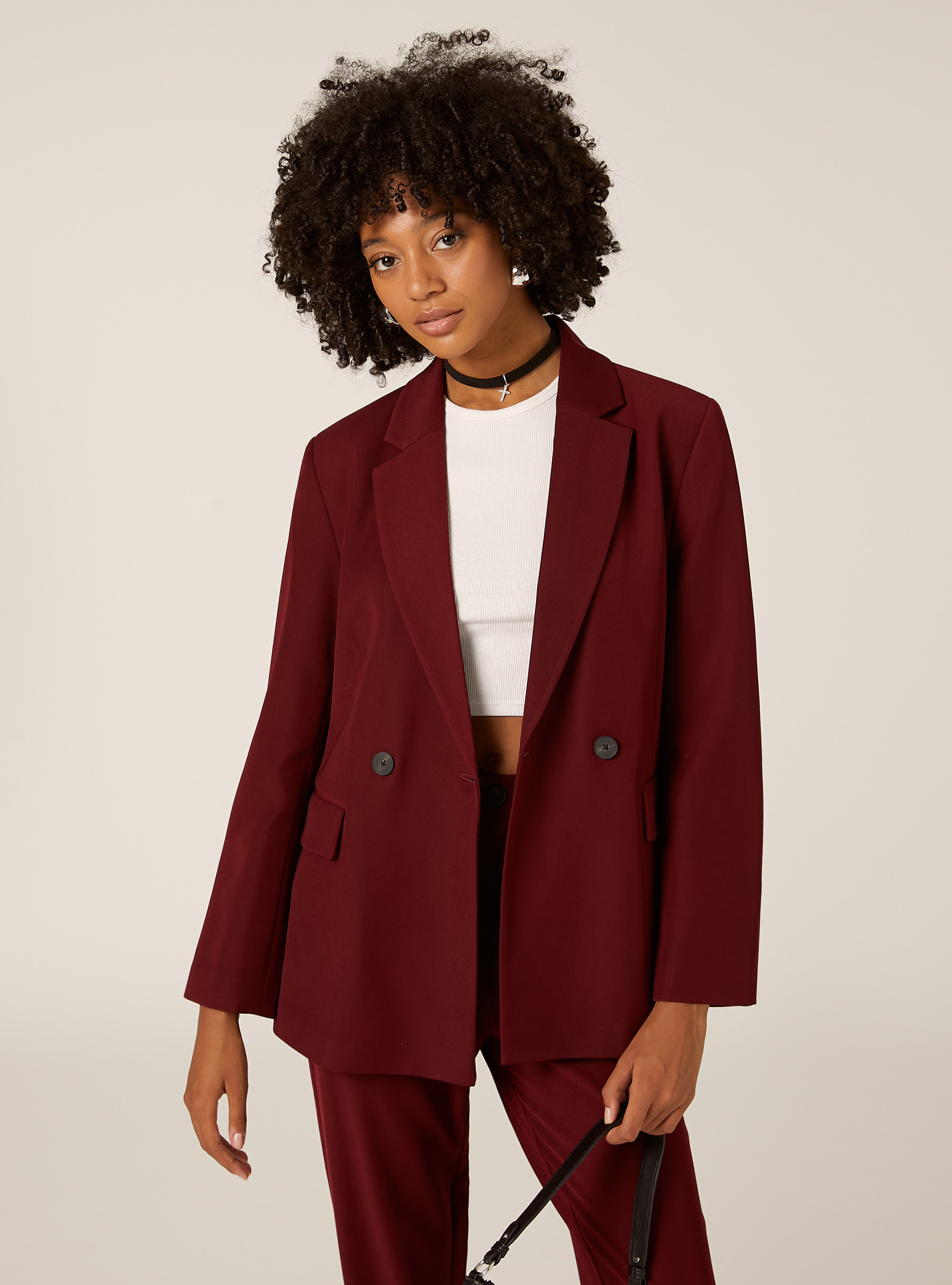Double-breasted tailored blazer, BO1 BORDEAUX DARK