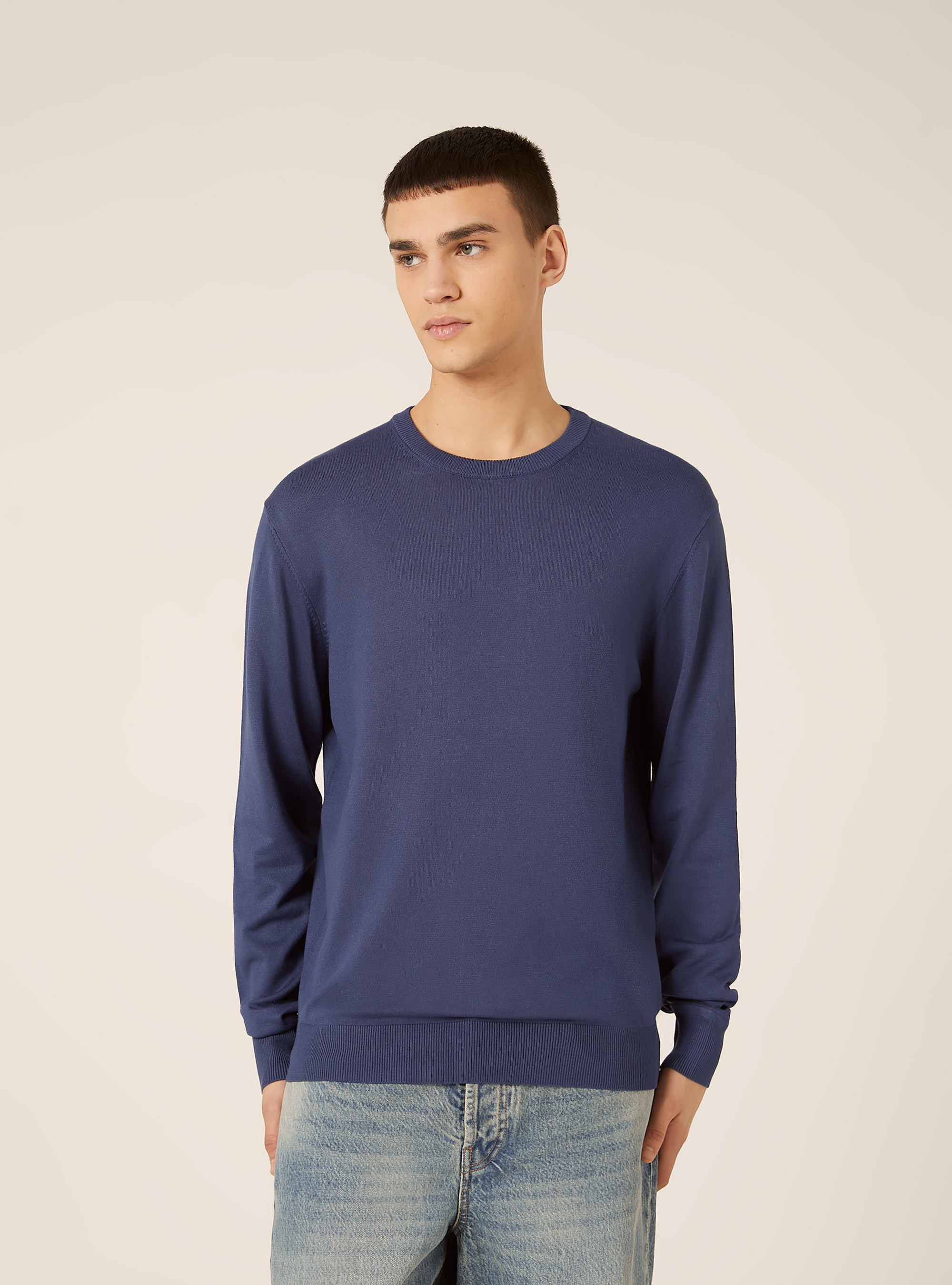 Pullover girocollo in viscosa sostenibile Ecovero, BL3 BLUE LIGHT