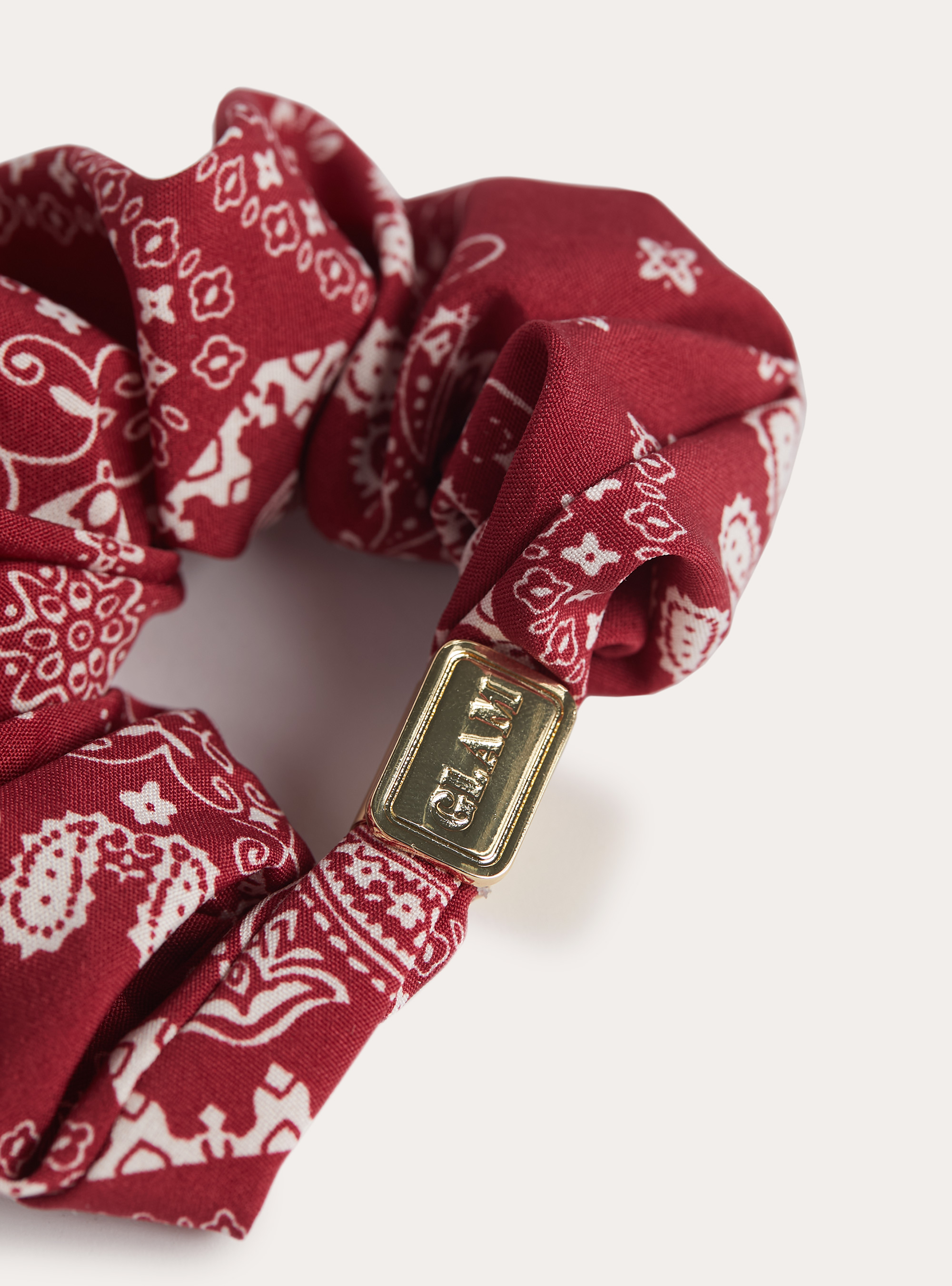 Elastico per capelli con placchetta metallo, BO2 BORDEAUX MEDIUM