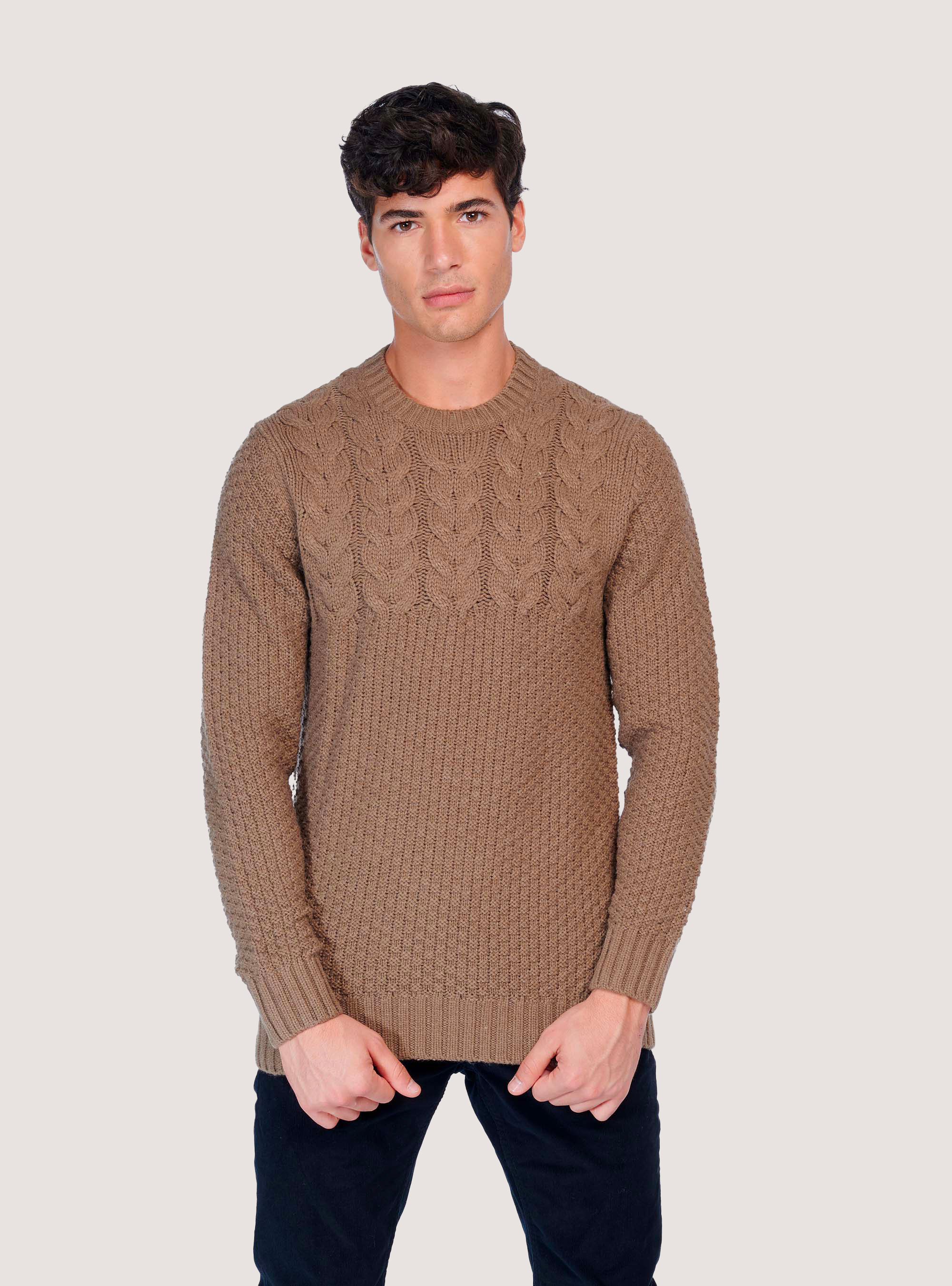 BRAIDED PULLOVER, CAMEL