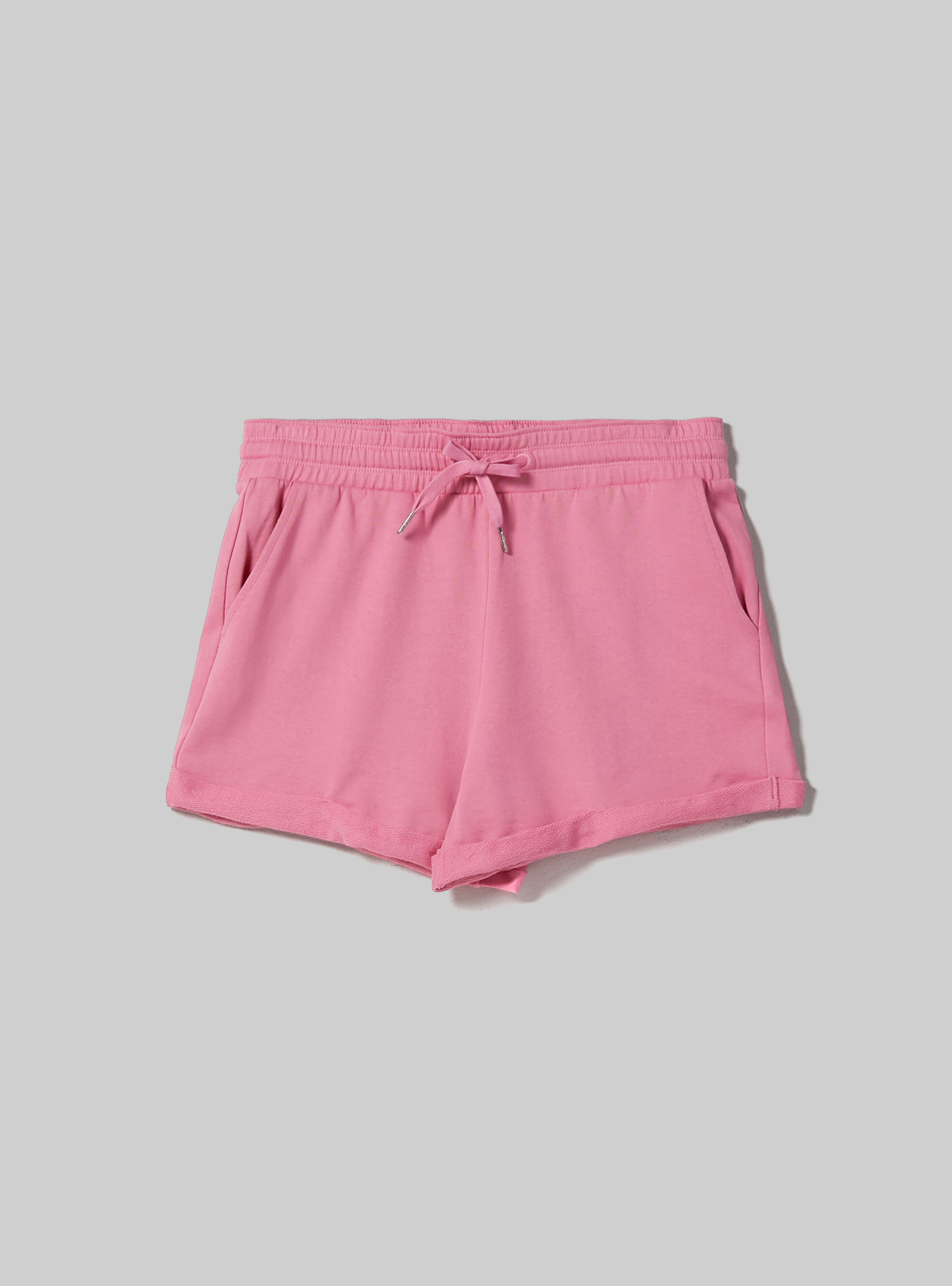 Cotton shorts with roll up and drawstring, PK2 PINK MEDIUM