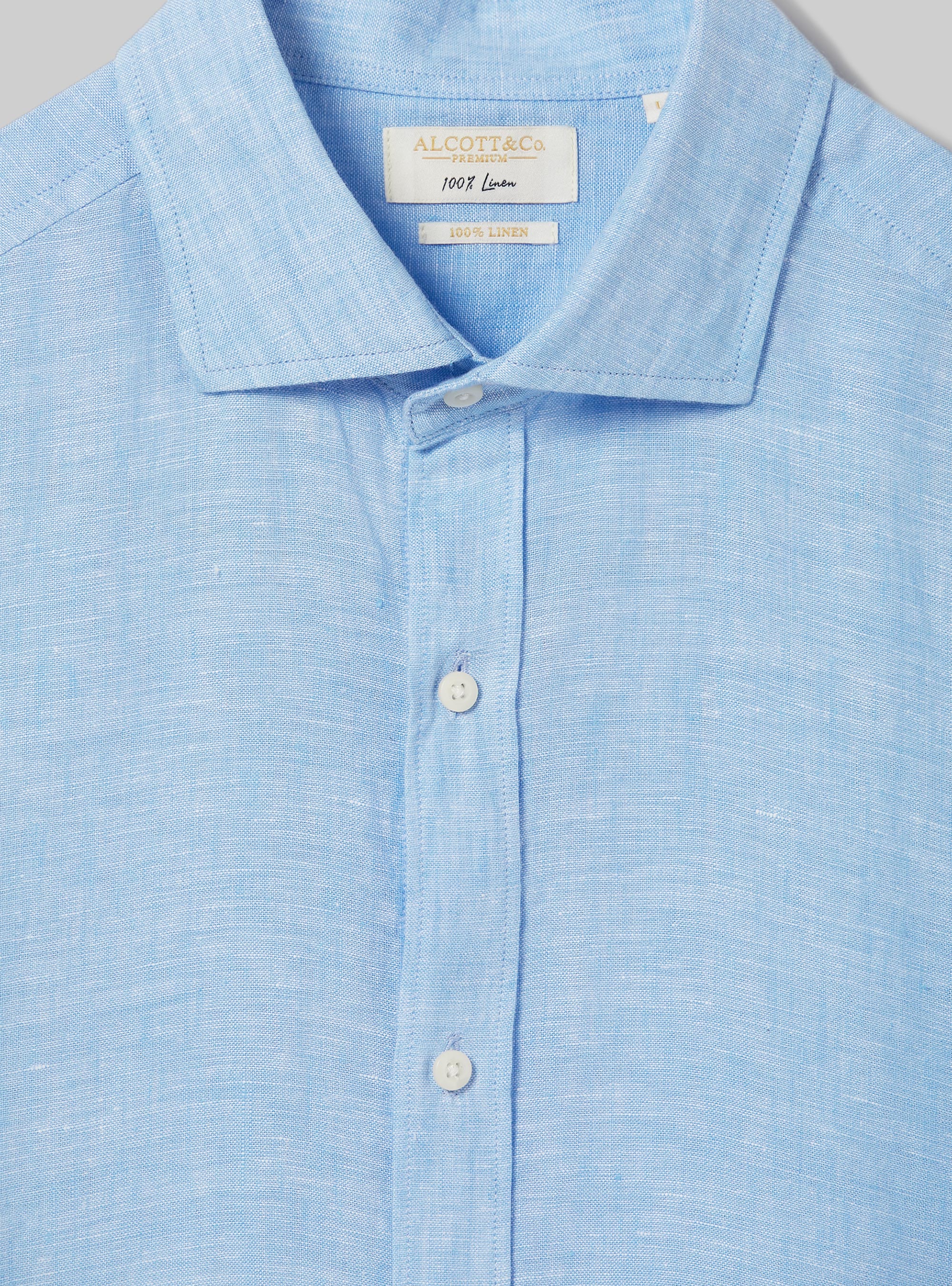 Long-sleeved pure linen shirt, AZ3 AZURE LIGHT