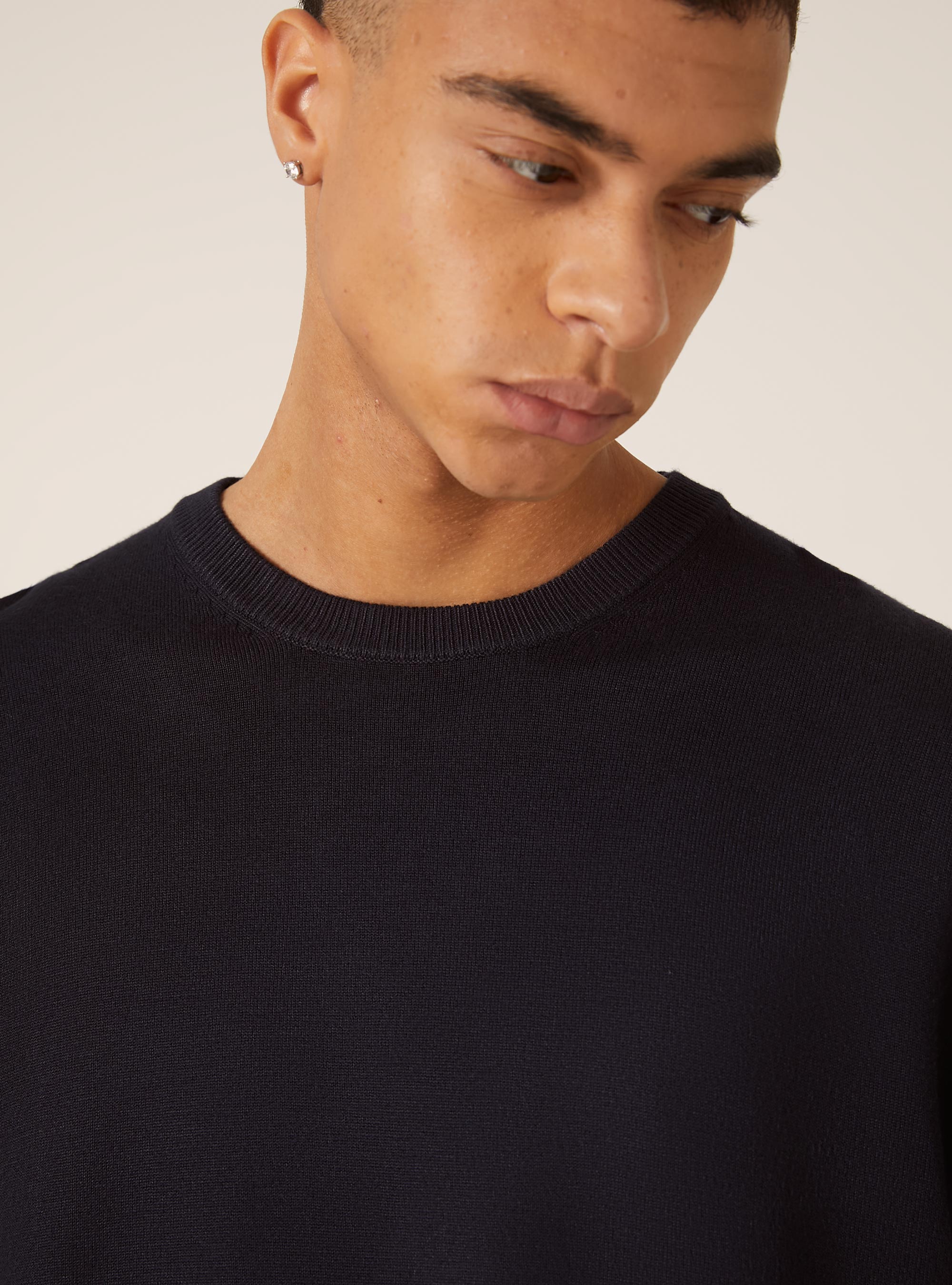 Pull &agrave; col ras du cou en viscose durable Ecovero, NA1 NAVY DARK