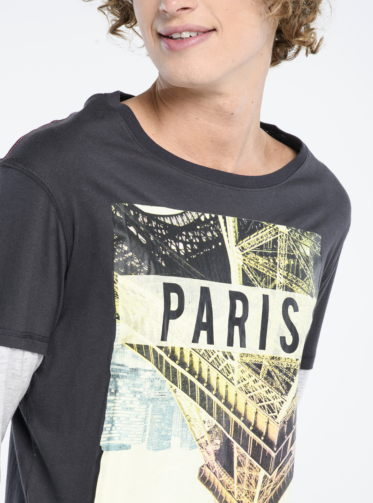 Maglietta a maniche lunghe con stampa, NERO