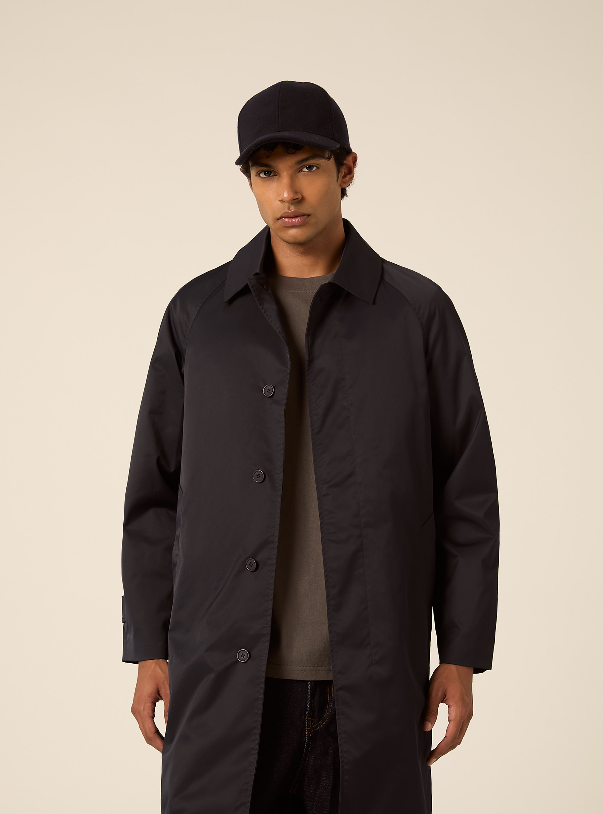 Mid length single breasted trench coat, NA1 NAVY DARK