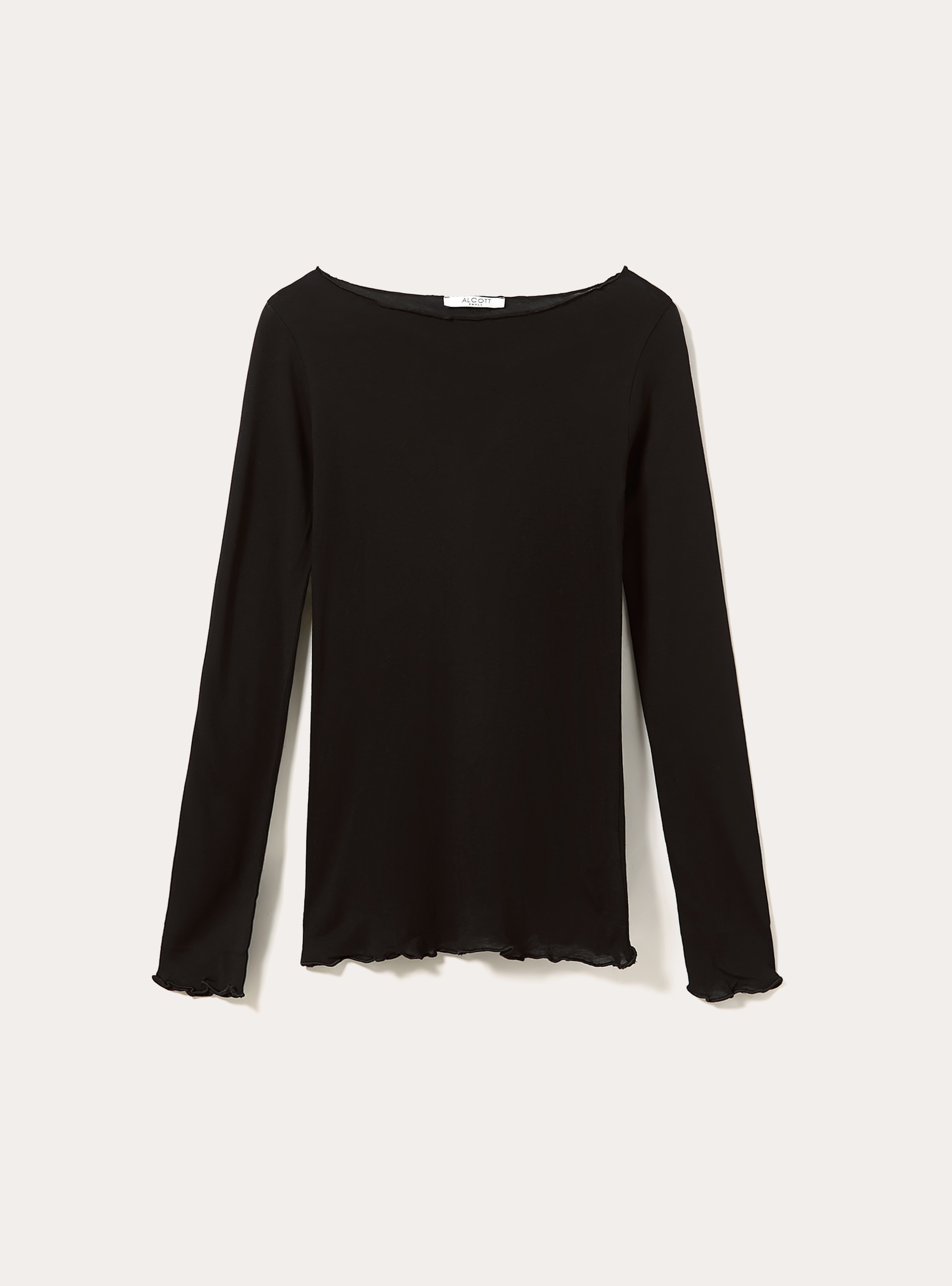 Maglietta a maniche lunghe in misto lana, BK1 BLACK