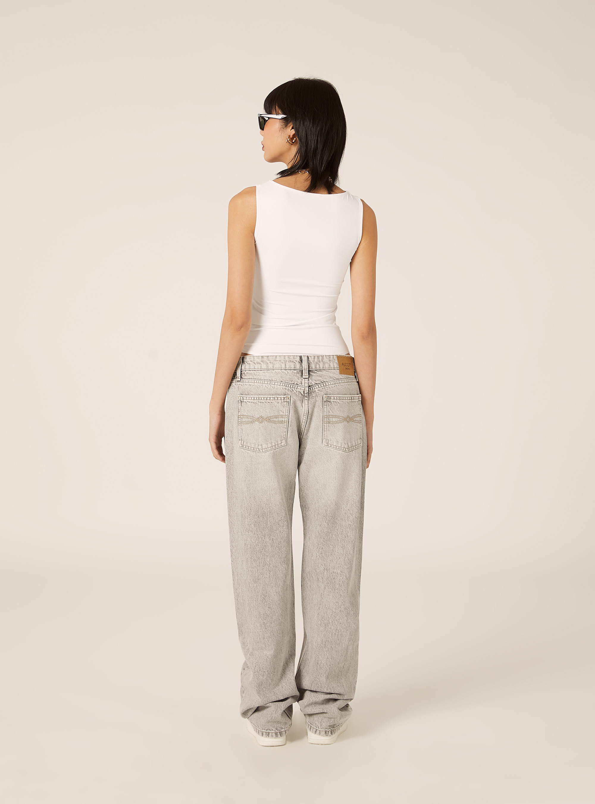 Jeans straight low waist, D00G GREY