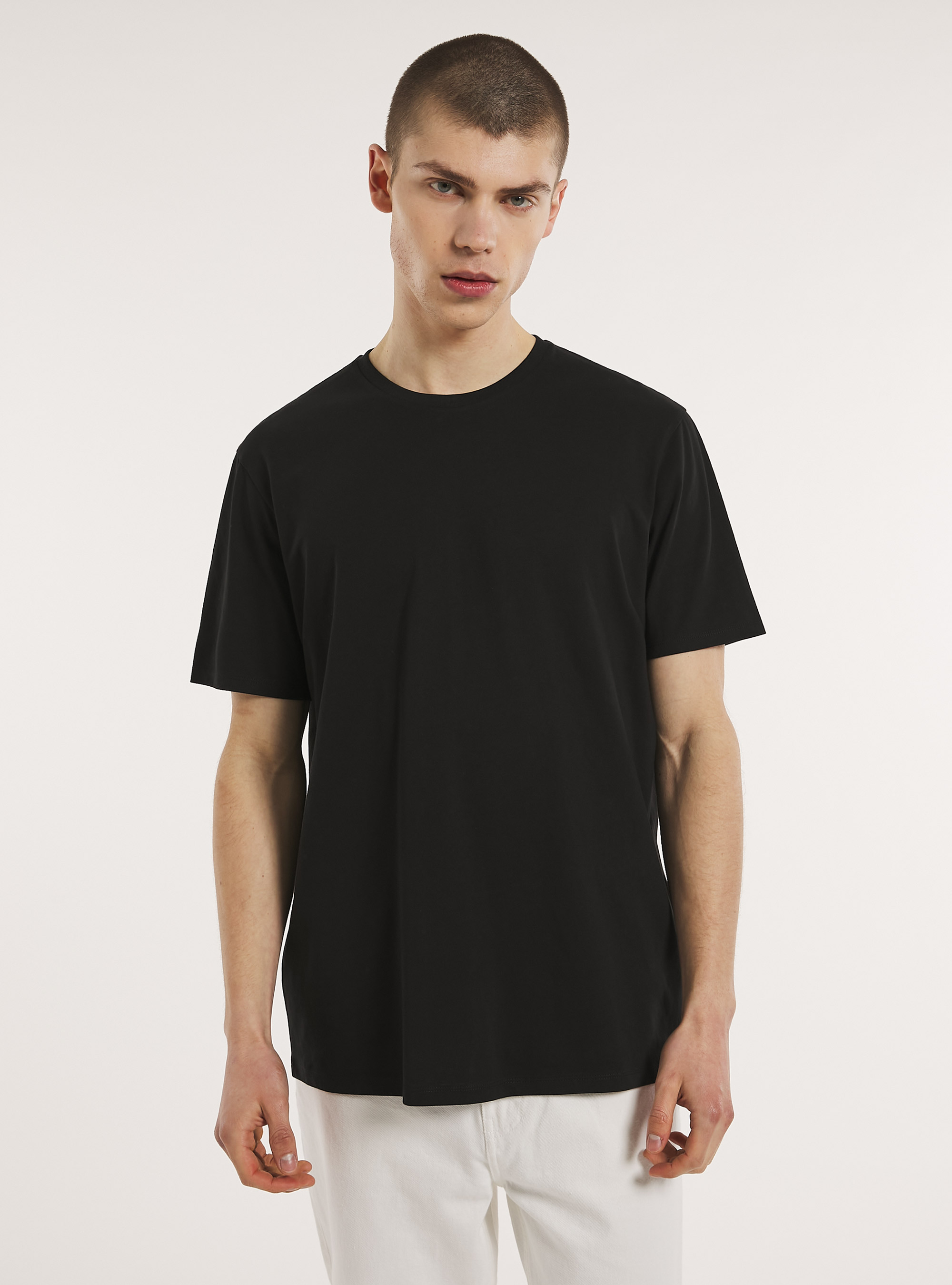 Crew-neck cotton T-shirt, BK1 BLACK