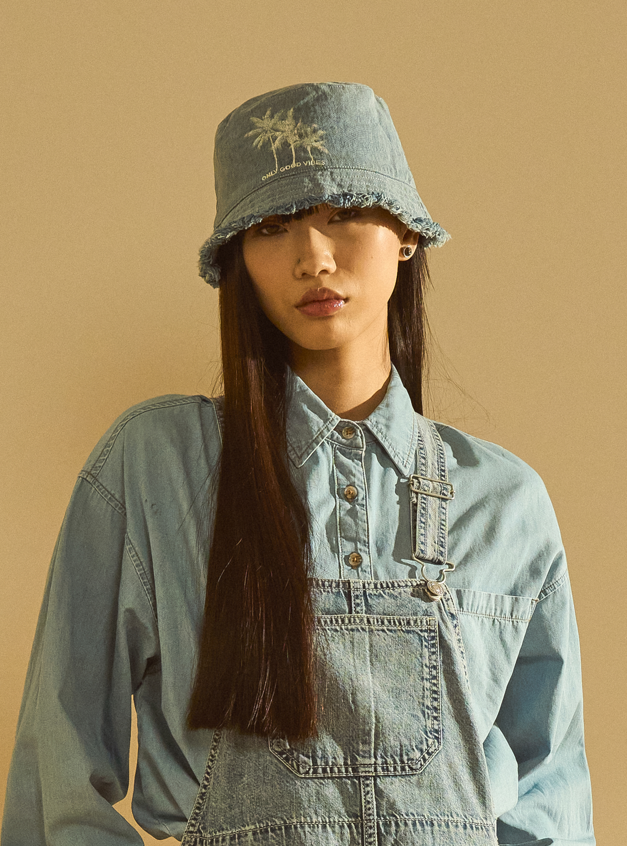 Cappello bucket con ricamo, D007 LIGHT AZURE