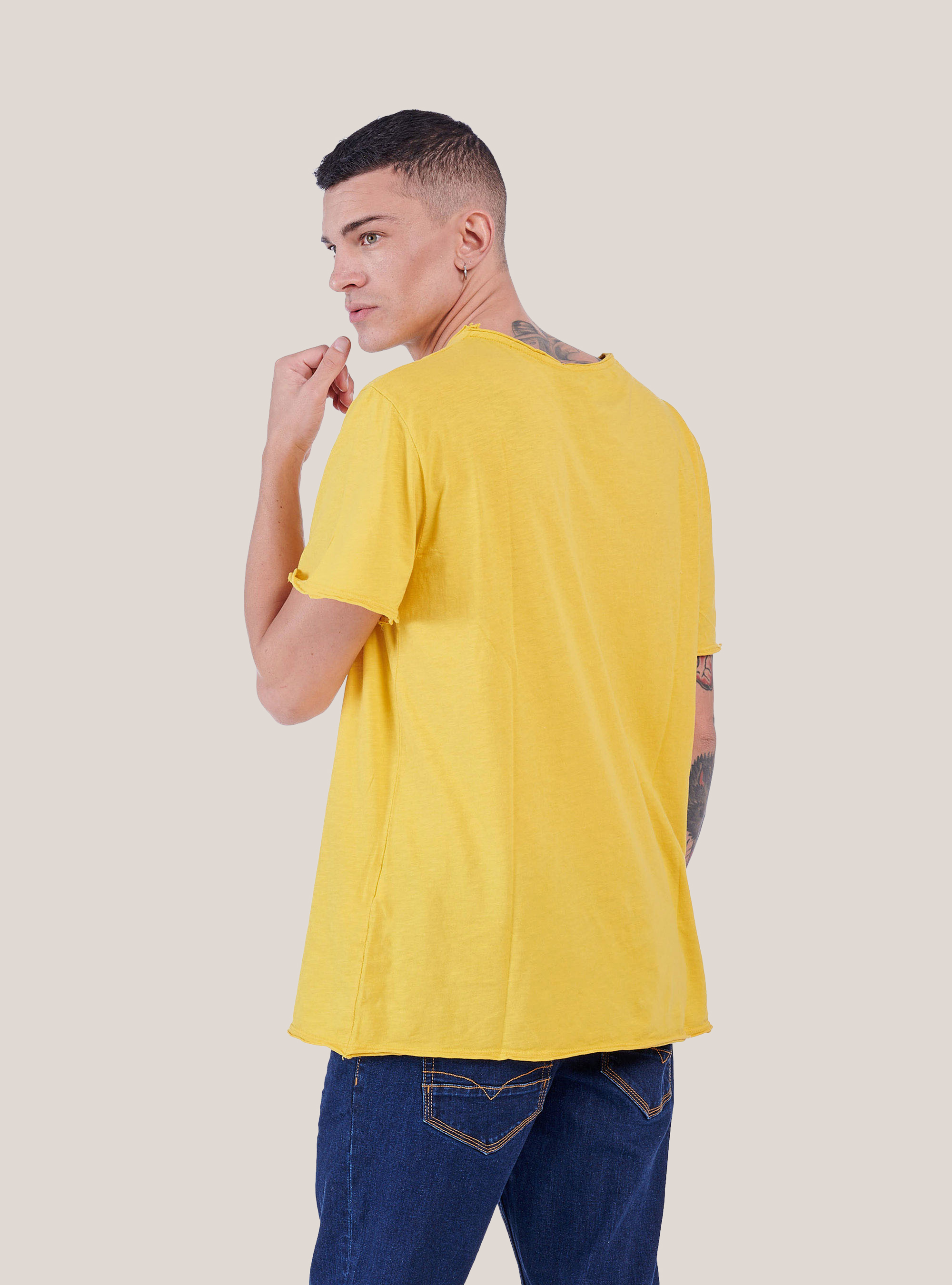 Maglietta in cotone combed, C734 SENAPE