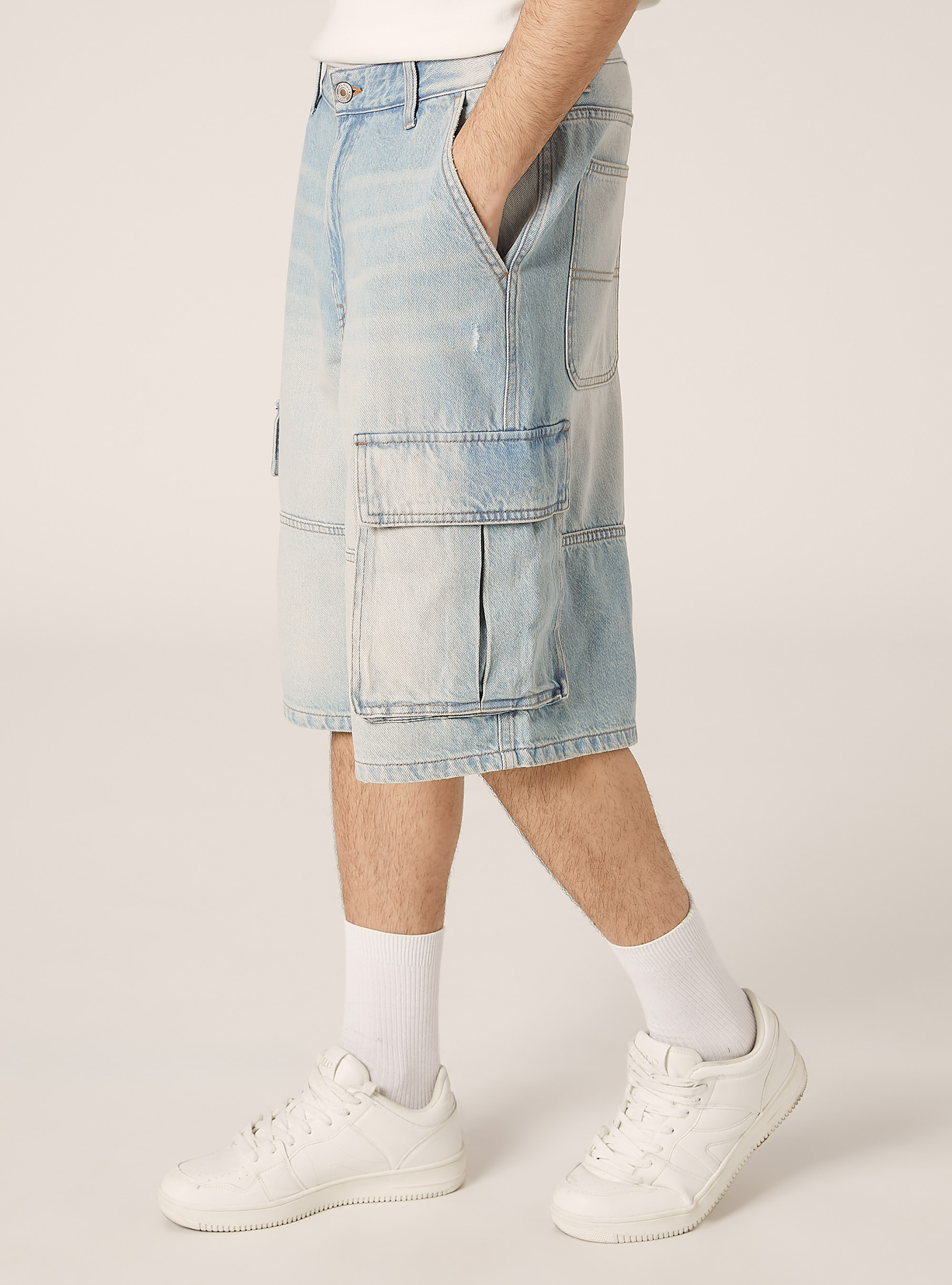 Bermudas cargo vaqueras, D007 LIGHT AZURE