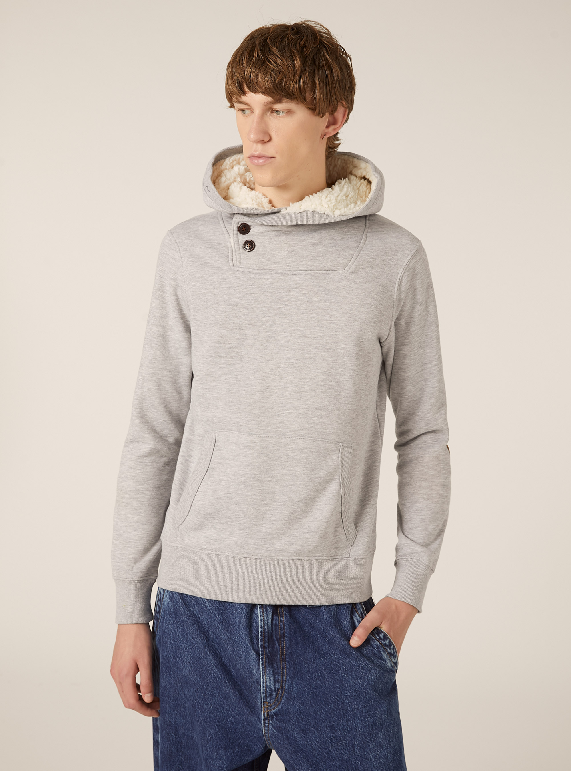 Faux fur hoodie, MGY2 GREY MEL MEDIUM