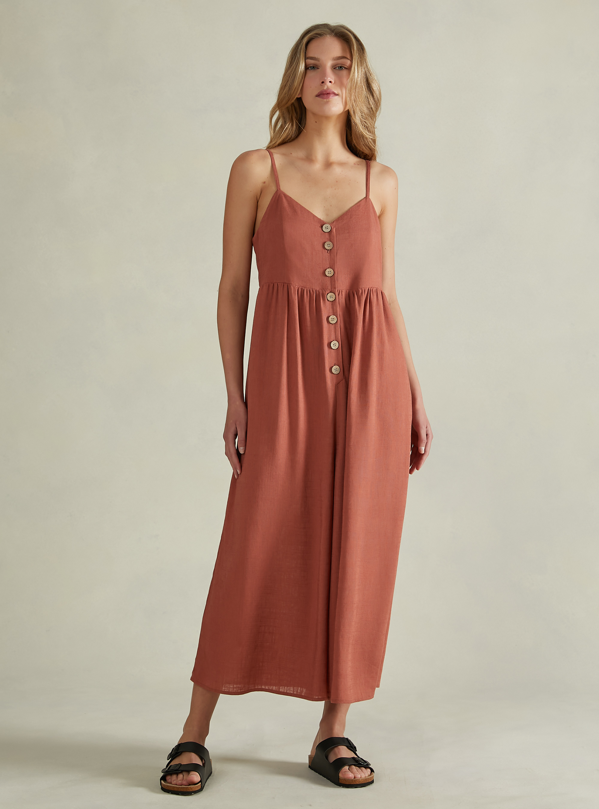 Mono de mezcla de lino de color liso, RT2 RUSTY MEDIUM