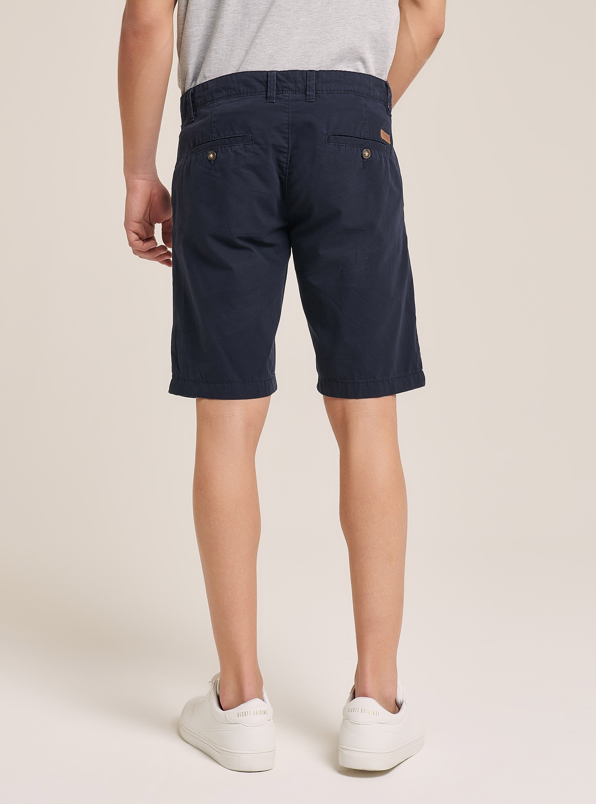 Bermuda in canvas skinny fit, BLU MARINO