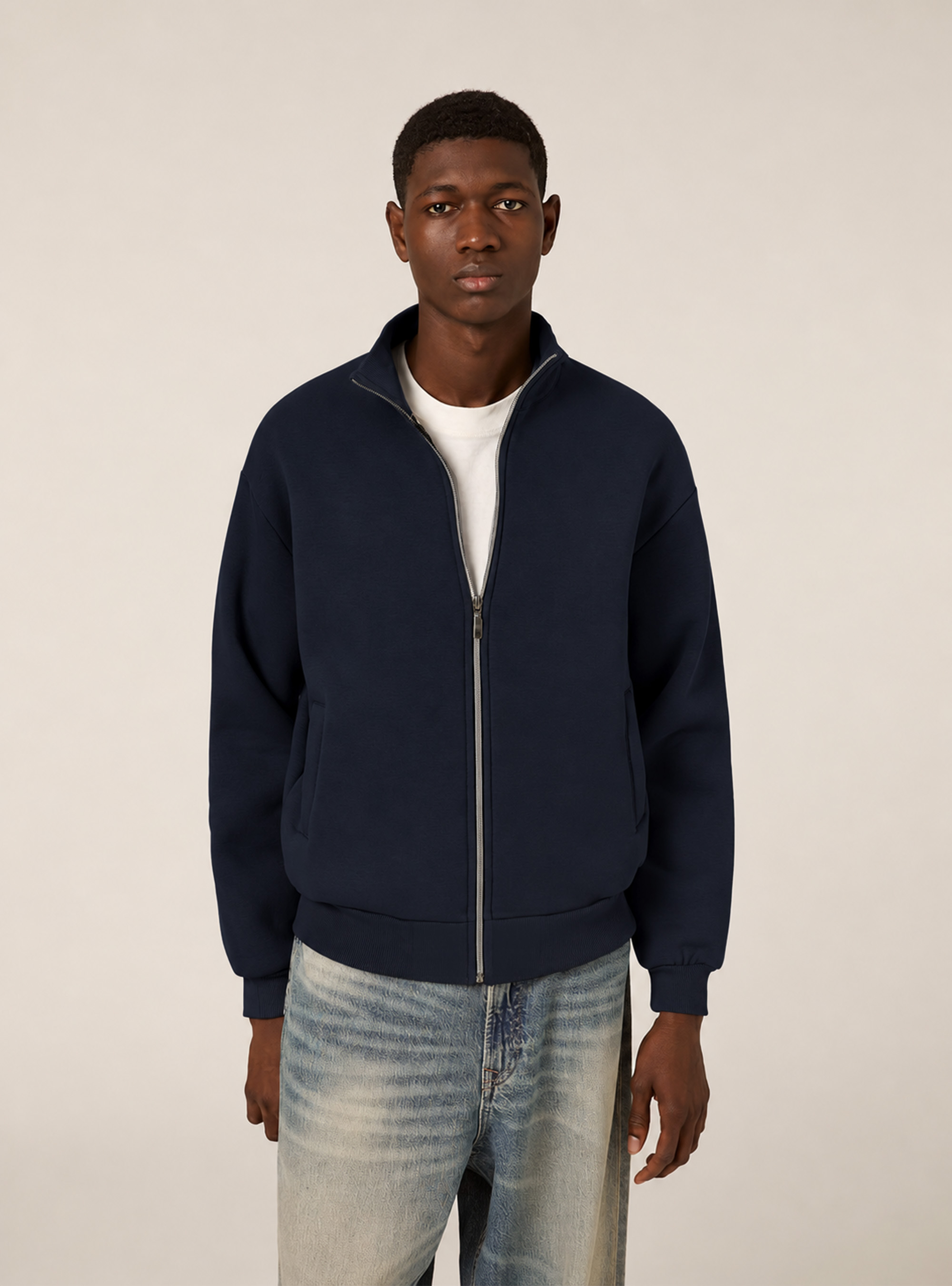 Cardigan con cerniera mezzocollo, NA1 NAVY DARK