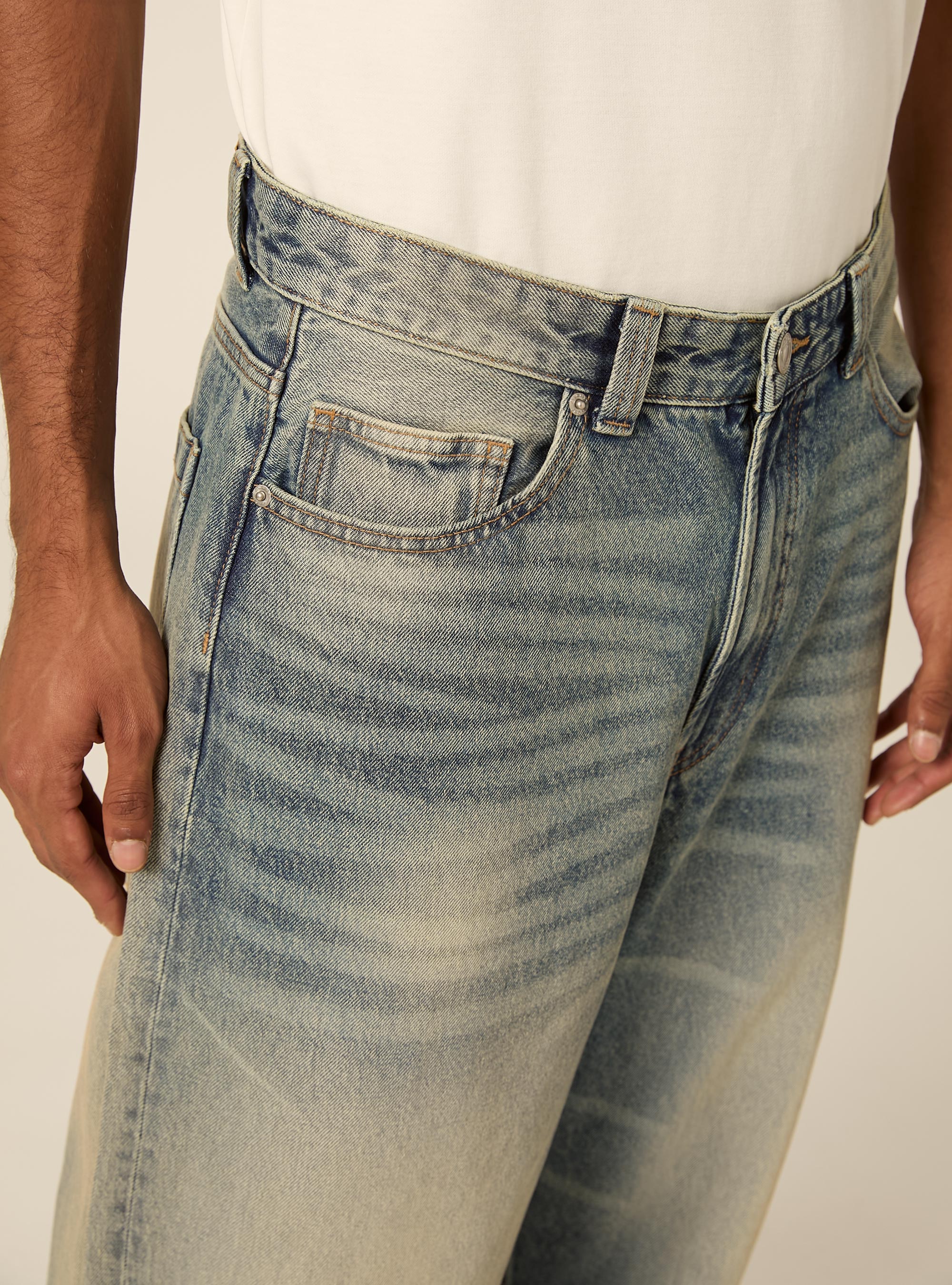 Jeans super baggy, D004 MEDIUM LIGHT BLUE