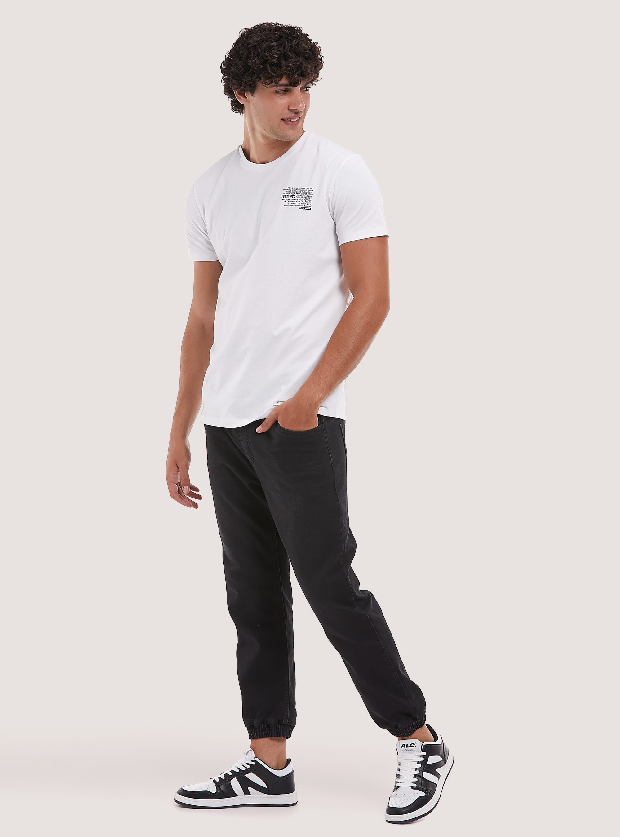 Pantalon de jogging en denim stretch, D000 BLACK