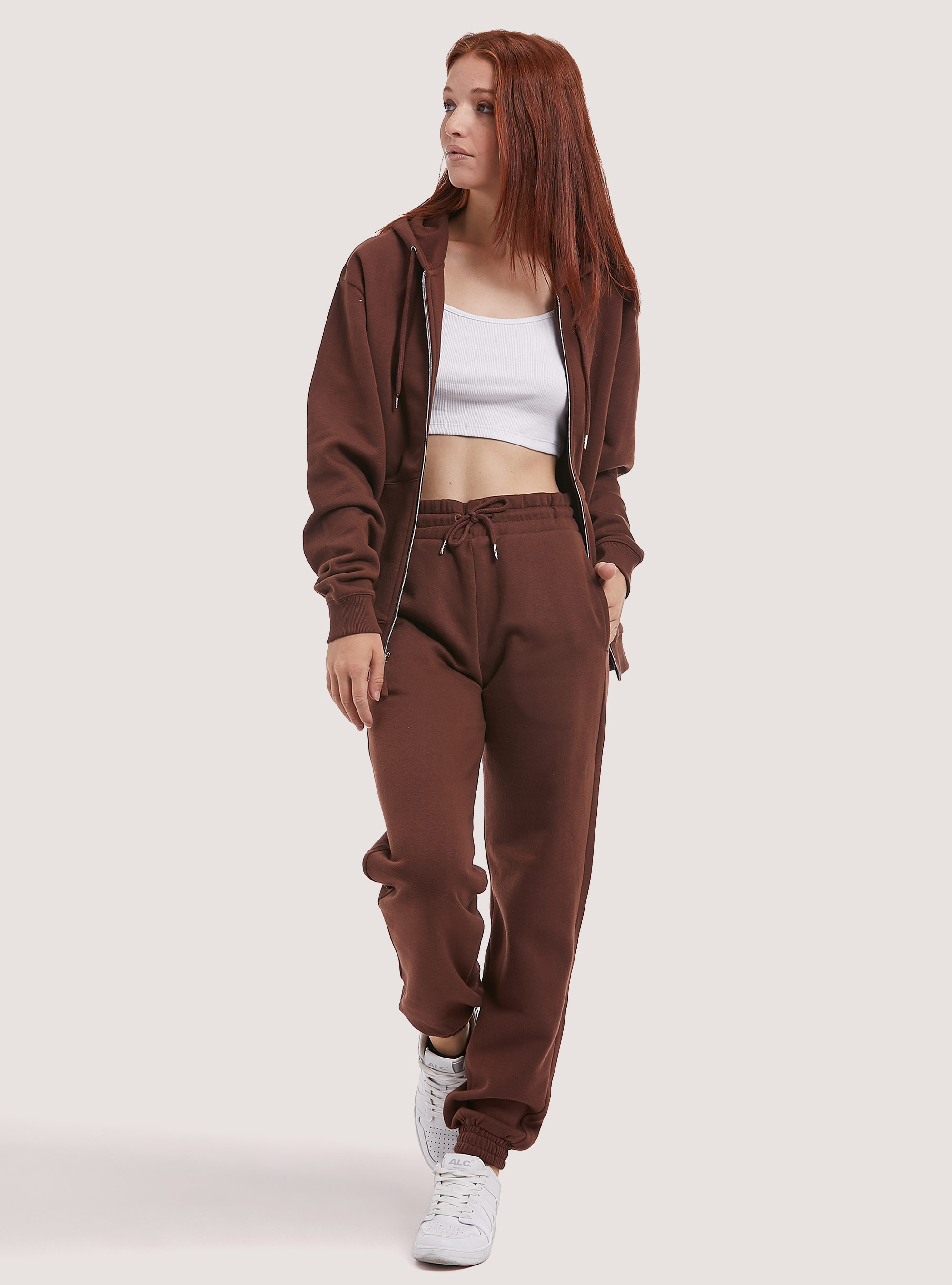 Cotton zip hoodie, BR2 BROWN MEDIUM