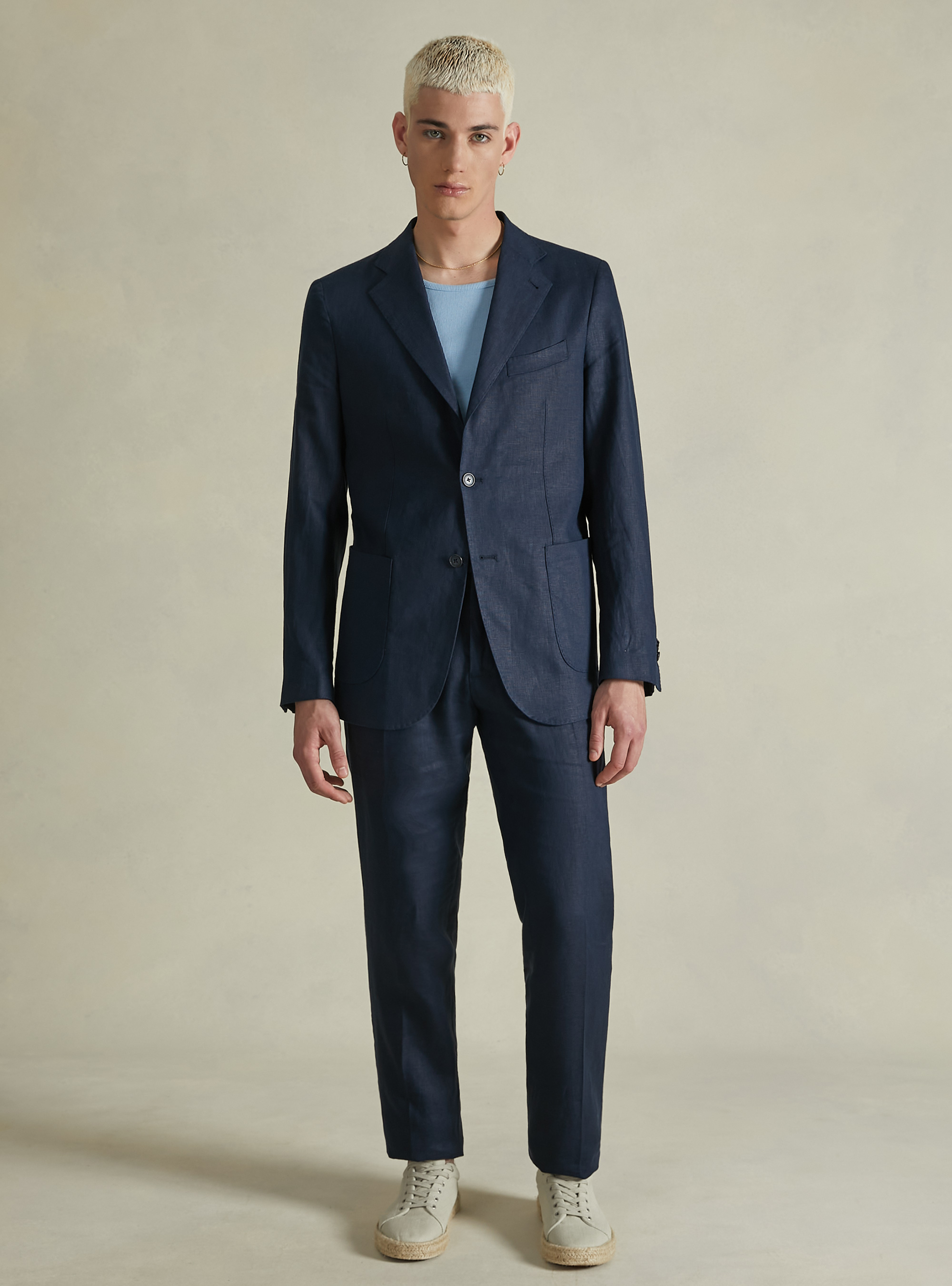 Pantaloni in puro lino, NA1 NAVY DARK