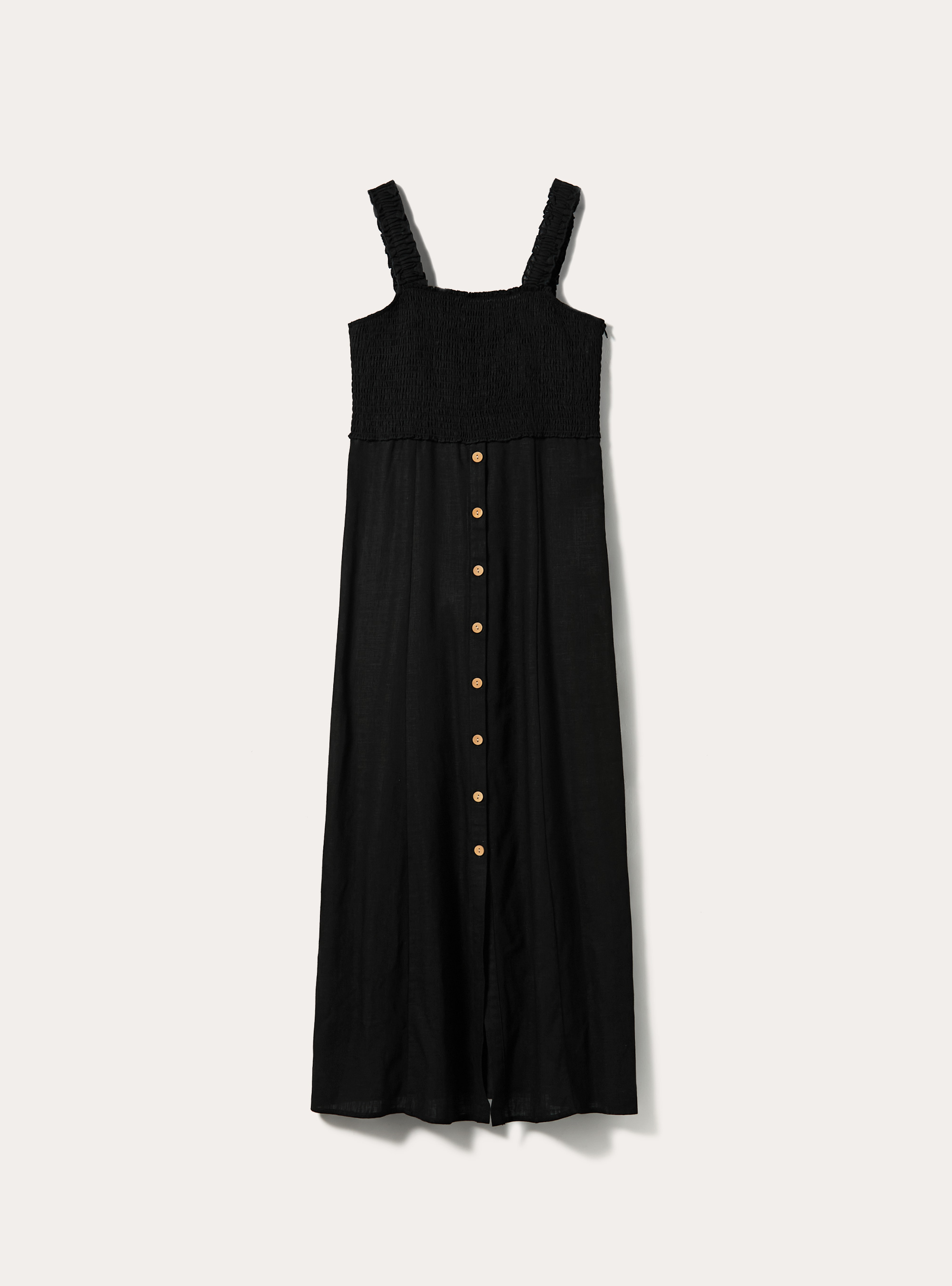 Linen blend midi dress, BK1 BLACK