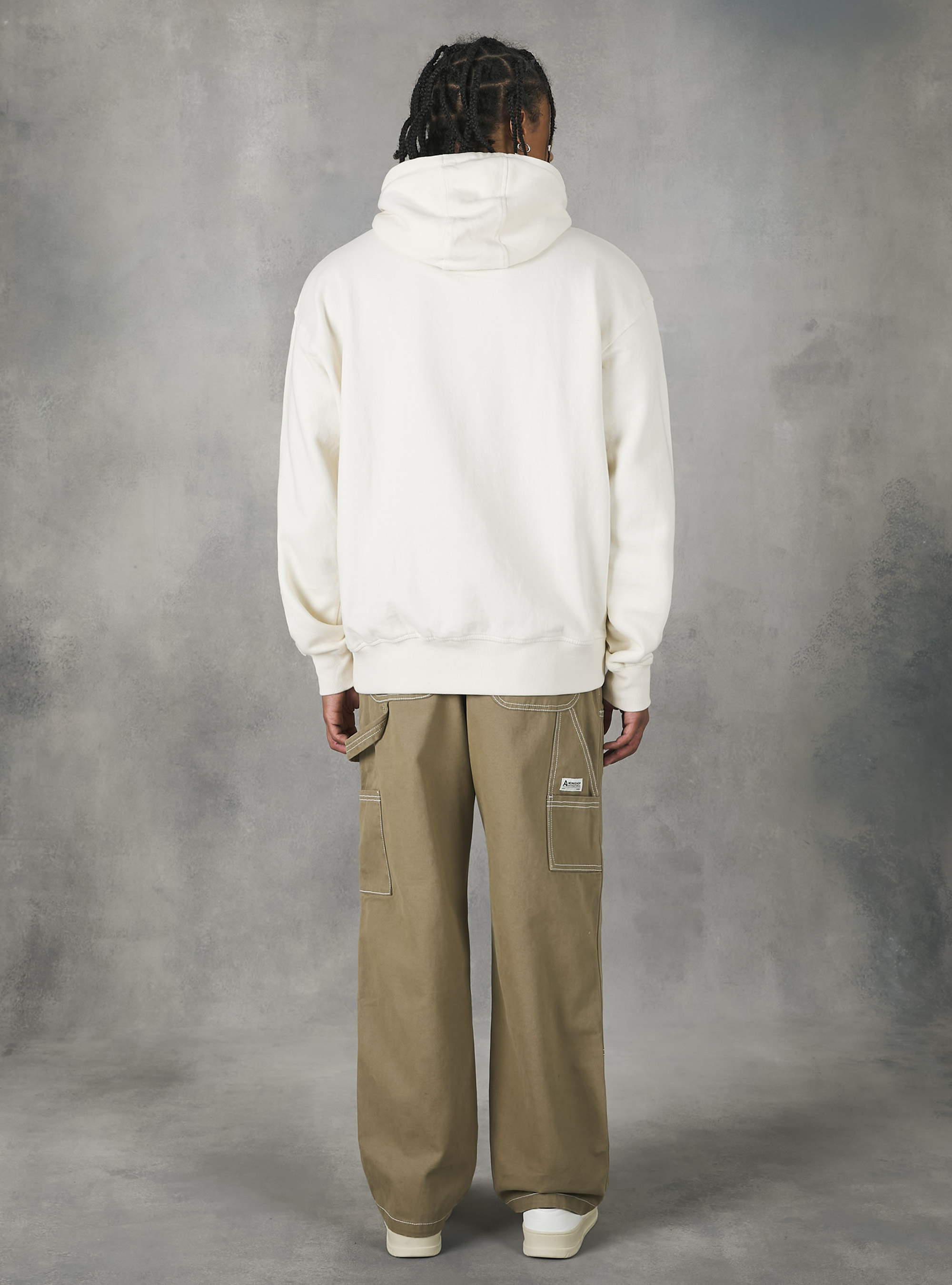 Hoodie with college patch, WH1 OFF WHITE