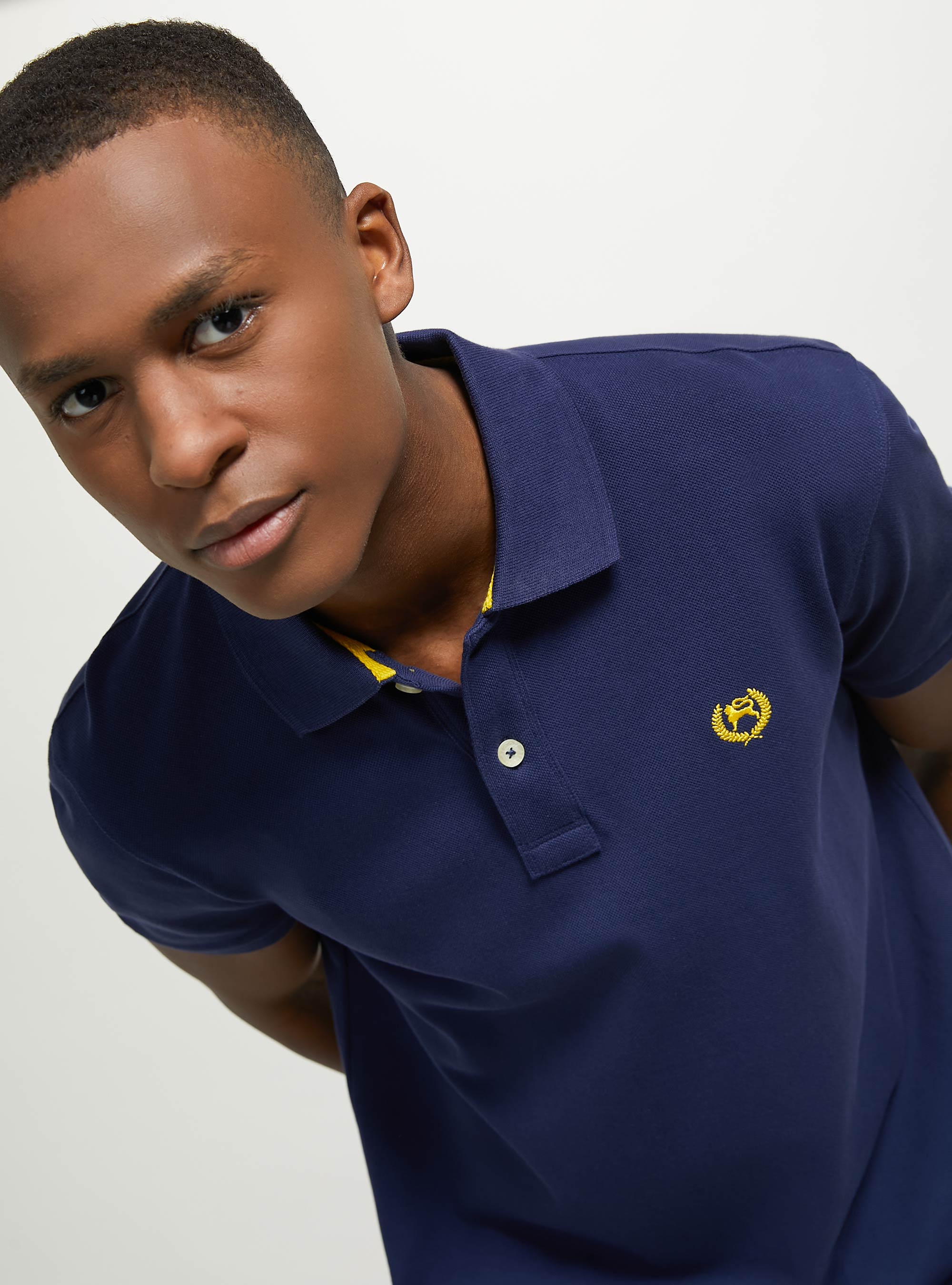Cotton piqué polo shirt with embroidery, BL2 BLUE MEDIUM