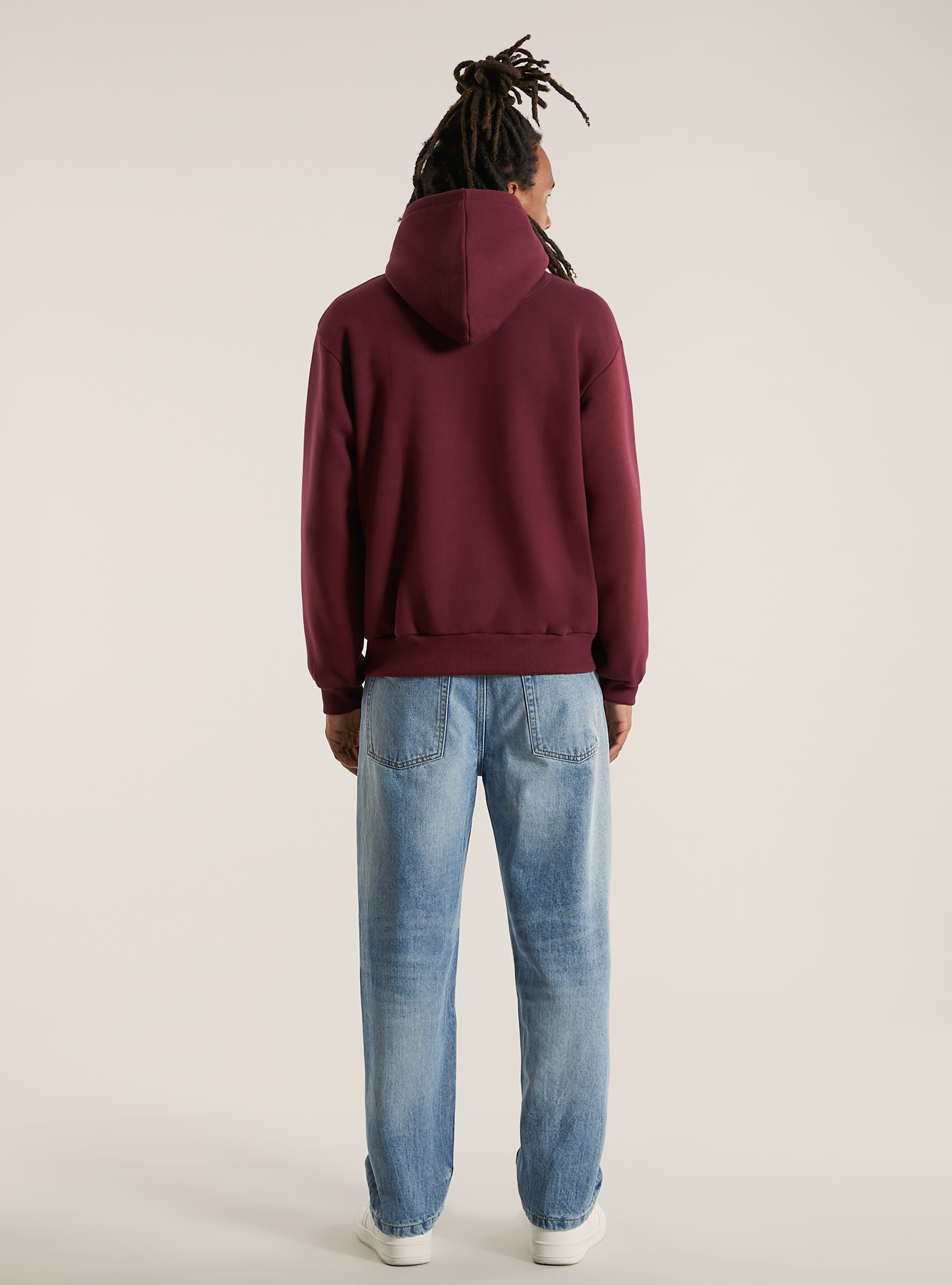 Boxy fit hoodie, BO1 BORDEAUX DARK