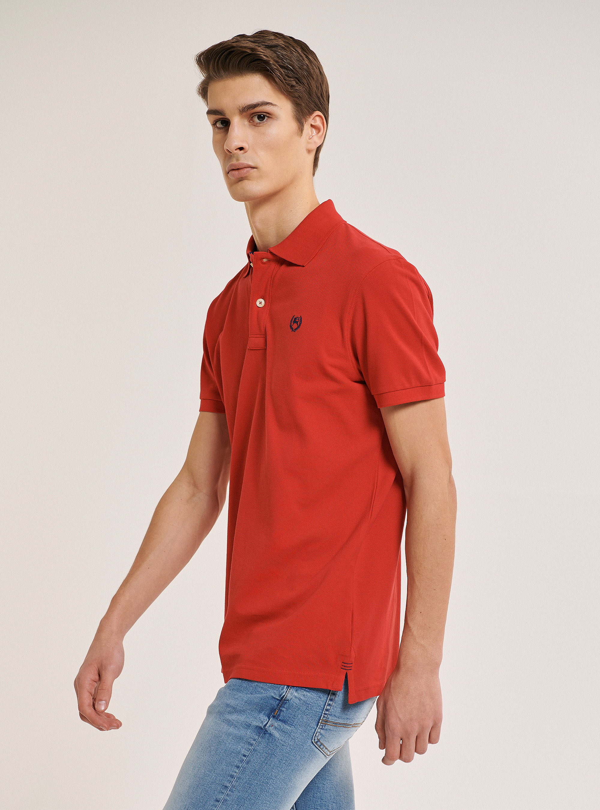 Poloshirt aus Baumwoll-Pikee, C350 RED