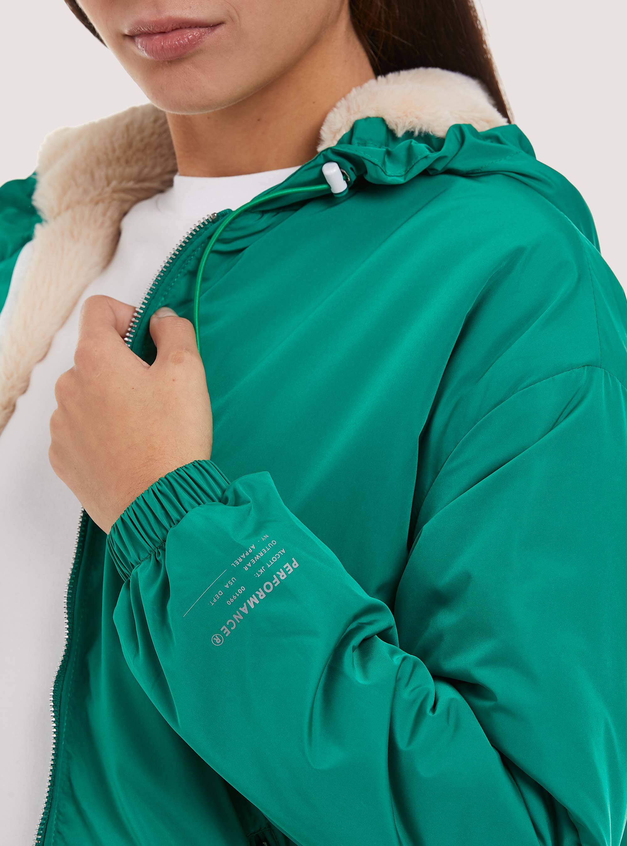Bomber jacket with faux fur lining, GN2 GREEN MEDIUM