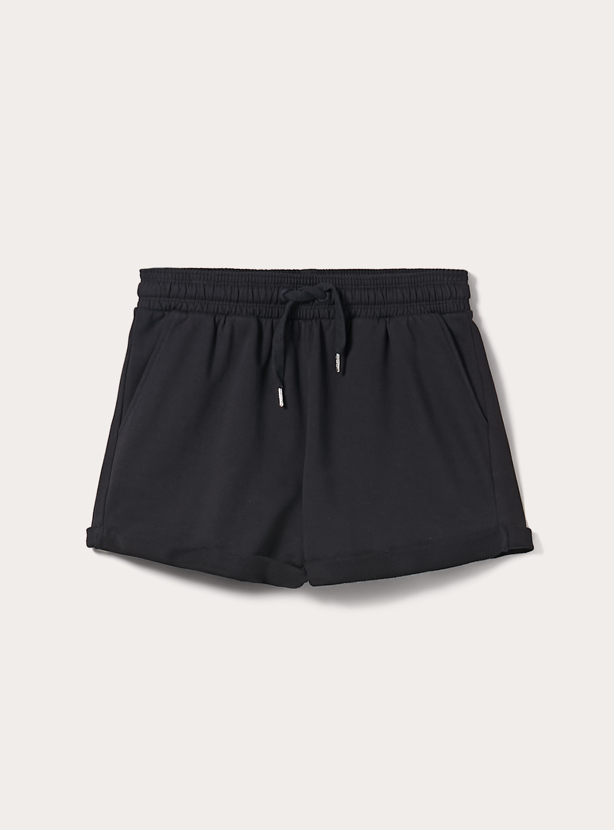 Plush shorts with laces, BK1 BLACK