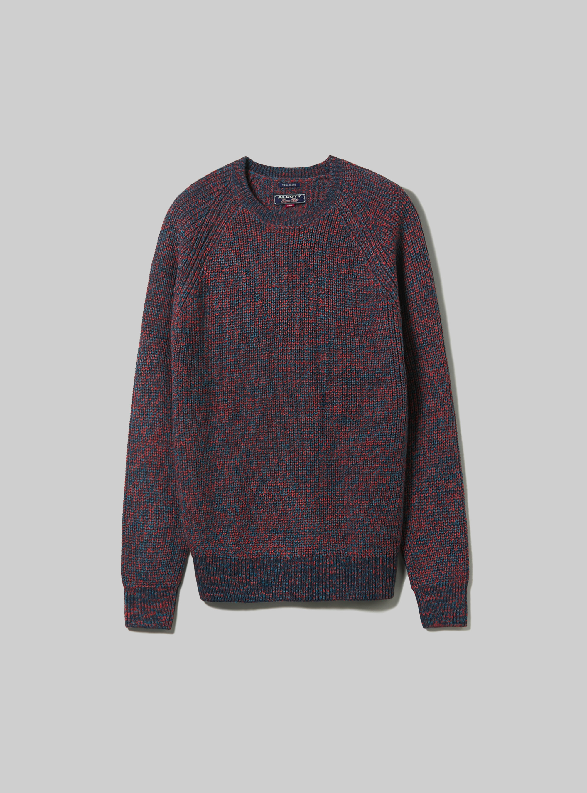 English rib crew-neck pullover, TOB2 TWIST BLUE OIL ORANGE