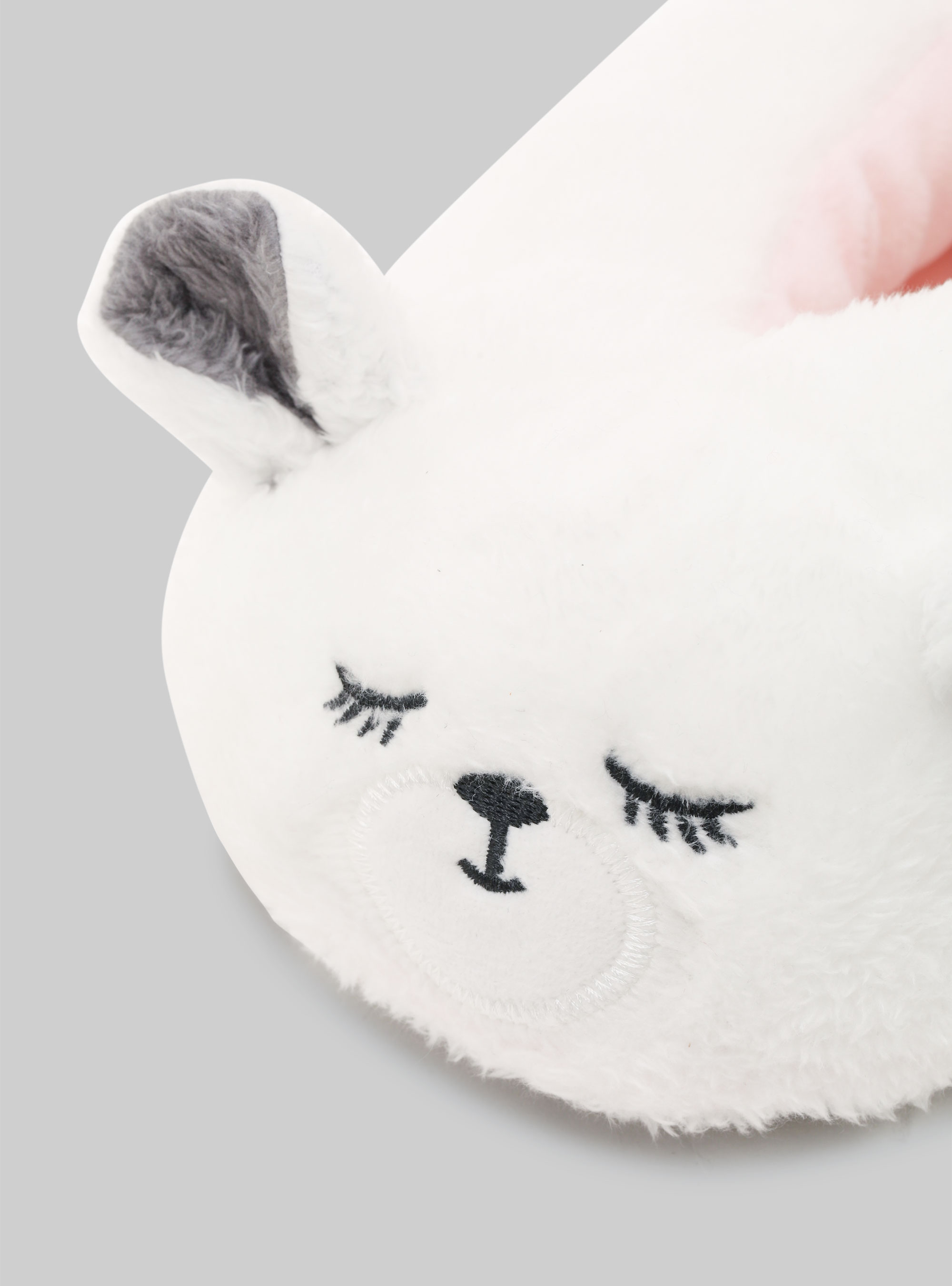 Plush slippers with night mask, WH2 WHITE