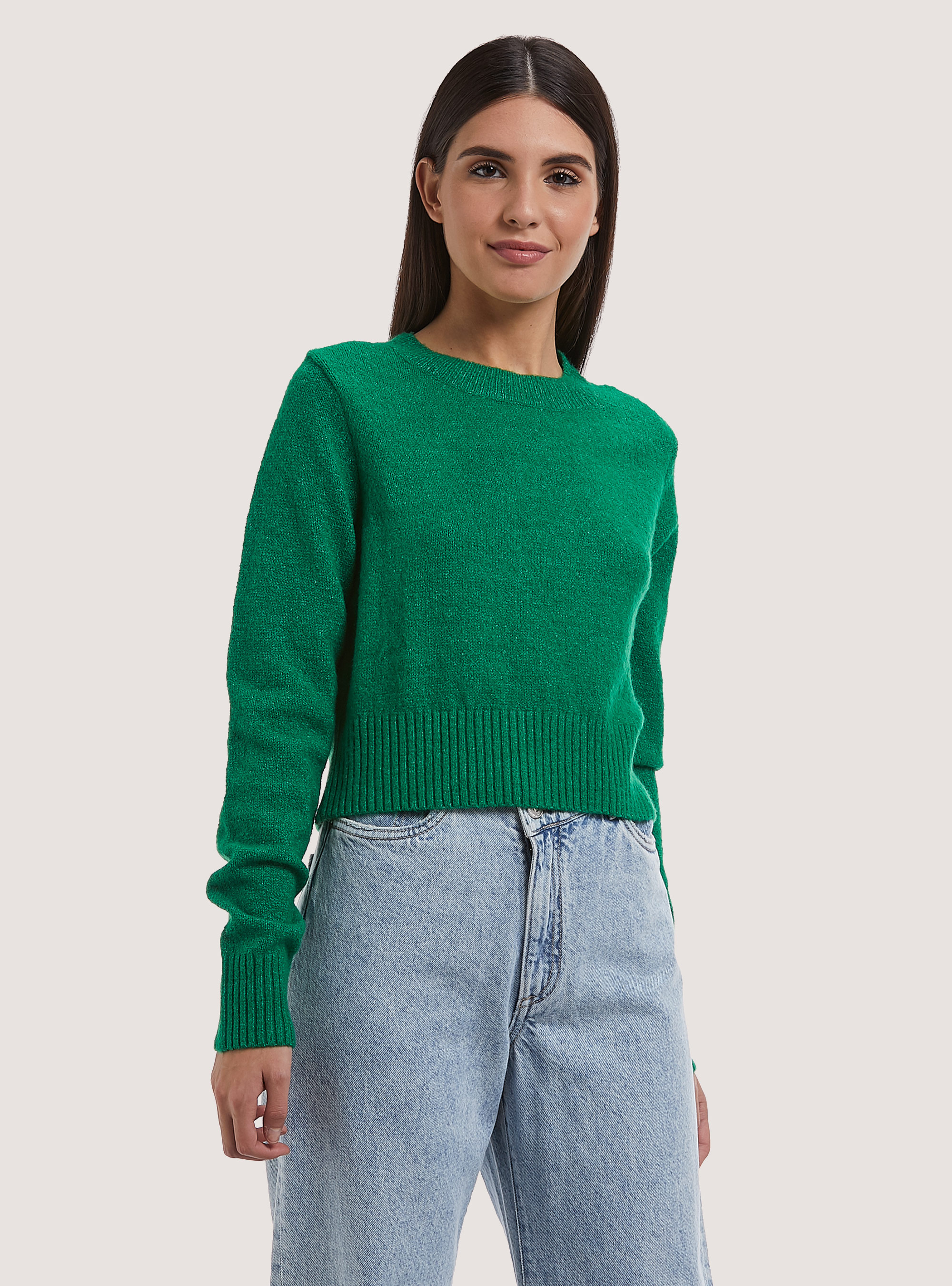 Pullover cropped soft touch, GN2 GREEN MEDIUM