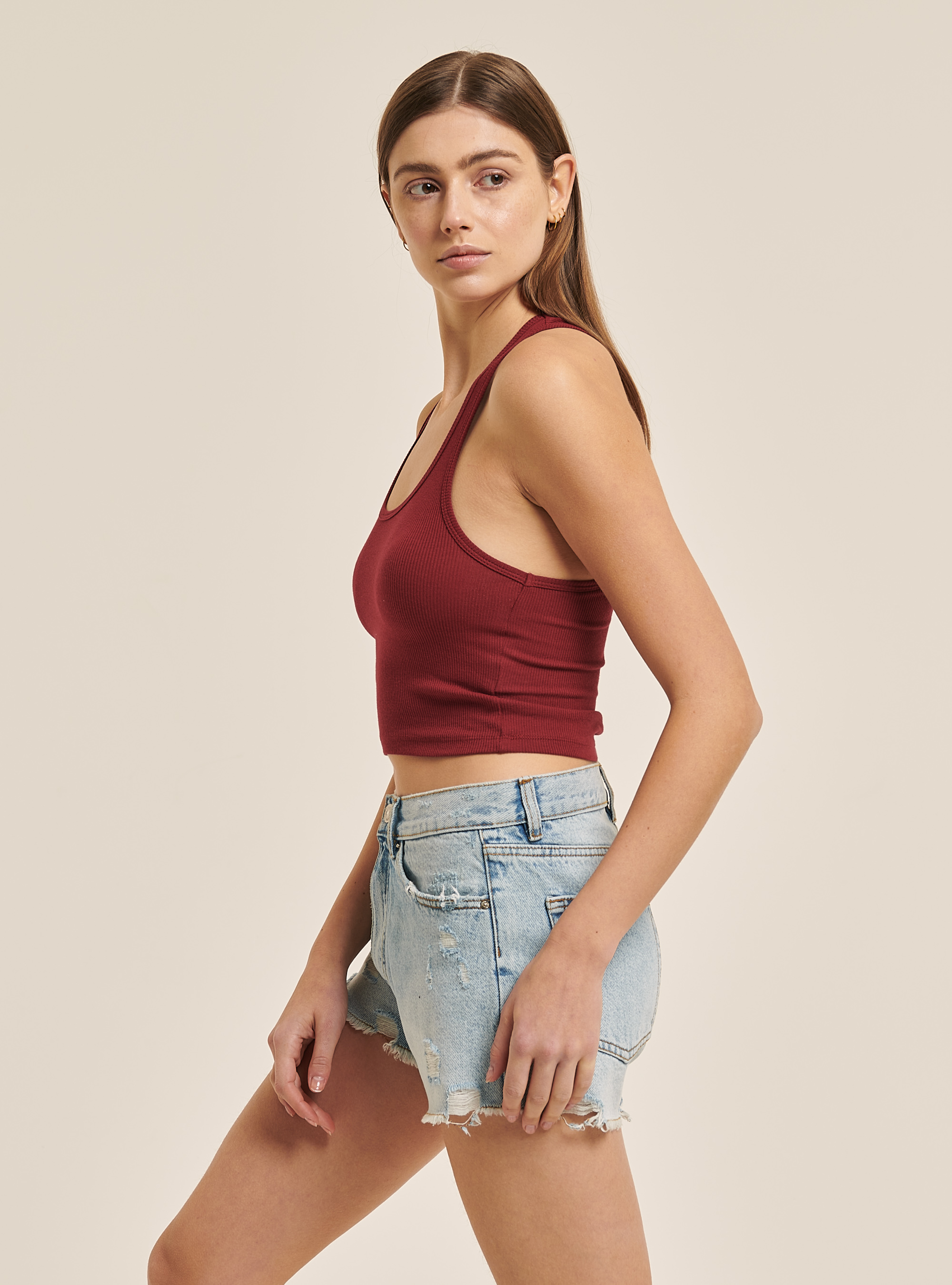 Schlichtes einfarbiges Top, C082 BORDEAUX